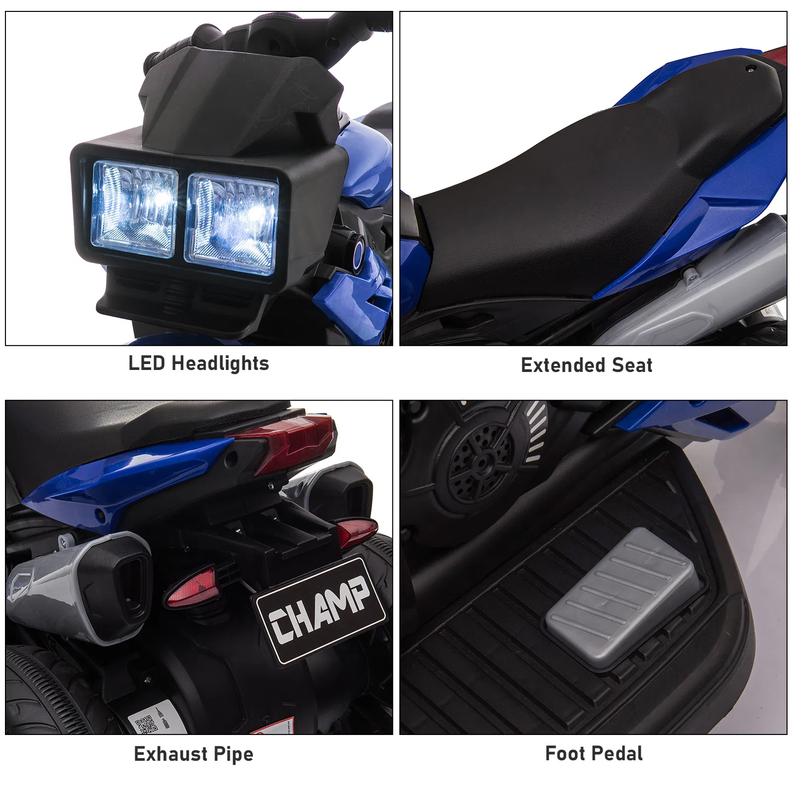 Kids Electric Pedal Motorcycle Ride-On Toy 6V Battery Powered w/ Music Horn Headlights Motorbike for Girls Boy Blue photo 3