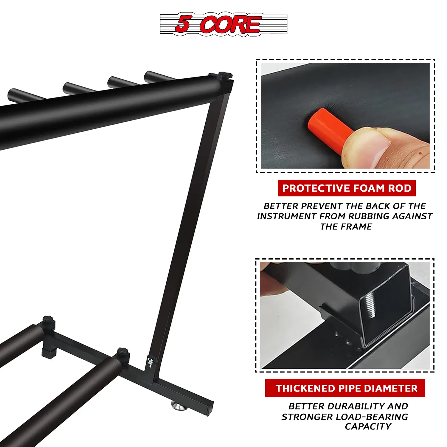 5 Core Guitar Rack 3 Slot Multi Guitar Stand Triple Display Floor Stand Safe Storage Foldable Portable for Electric Acoustic Flying V Guitars photo 3