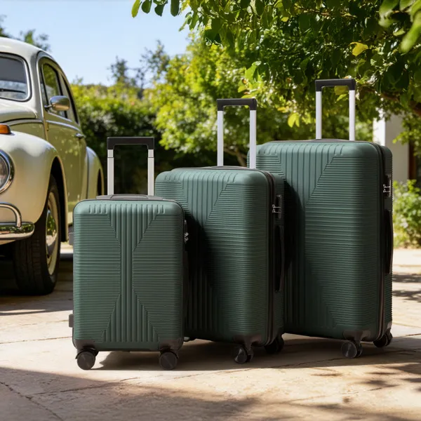 Non-TSA approved combination lock, three-in-one PP trolley suitcase, 20in, 24in, 28in, dark green photo 5