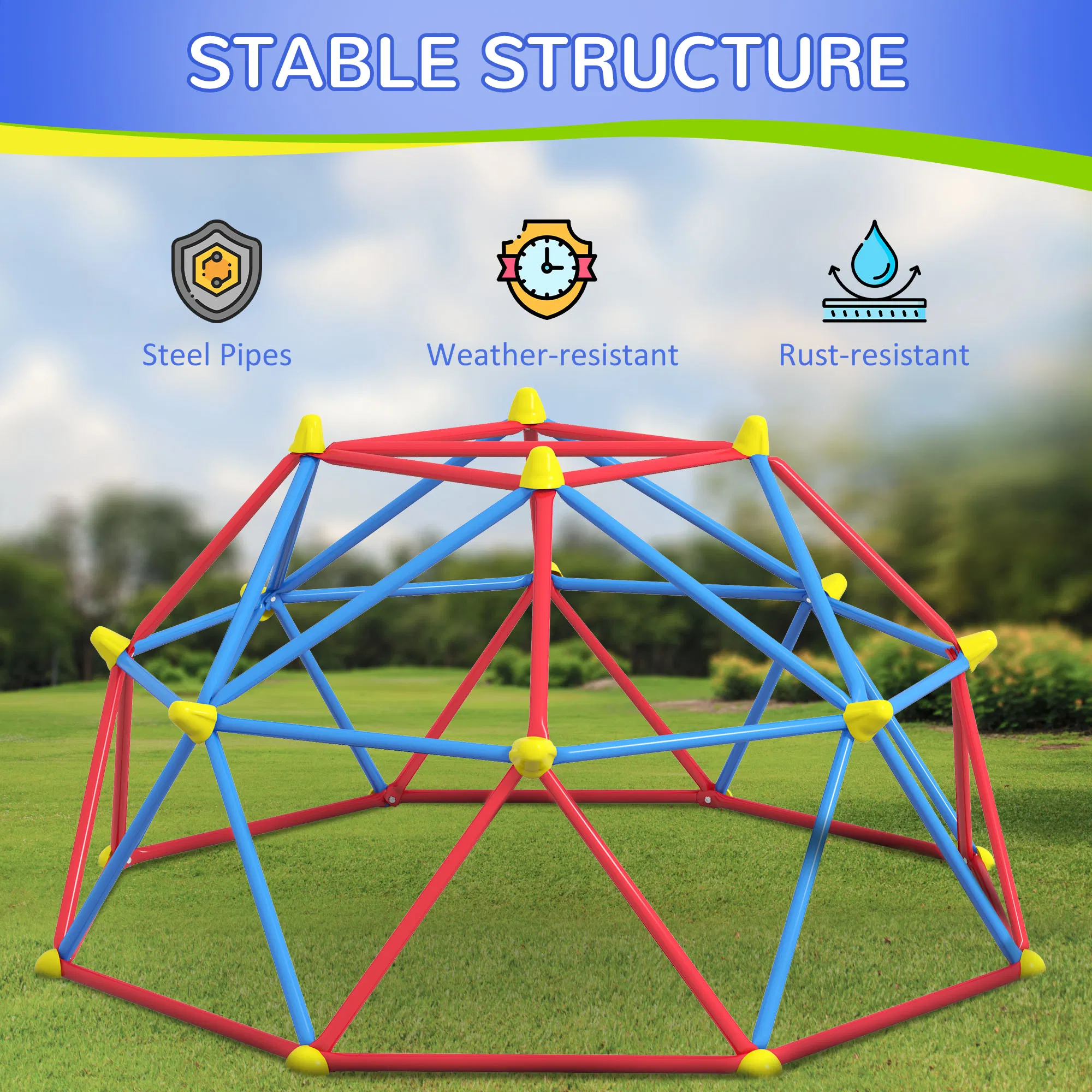 6 FT Climbing Dome Geometric Jungle Gym w/ Rust and UV-Resistant Steel, Up to 396 lbs, for 1-4 Children Aged 3-8 Years photo 2