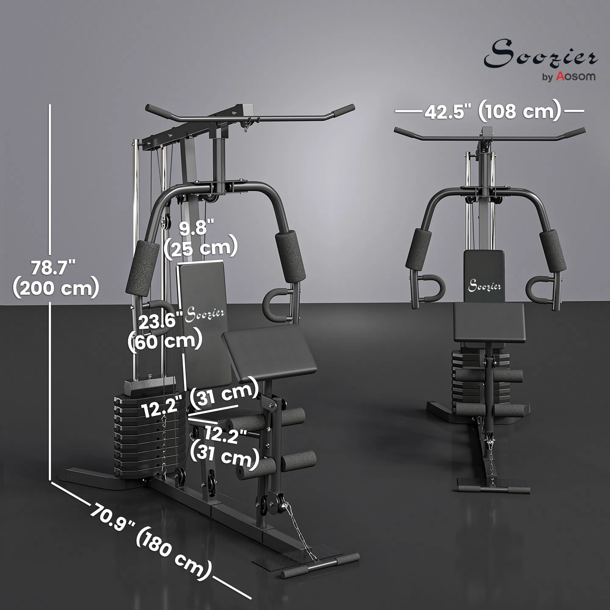 Multi-Exercise Home Gym Station with 99lbs Weight Stack, for Full Body Workout photo 3