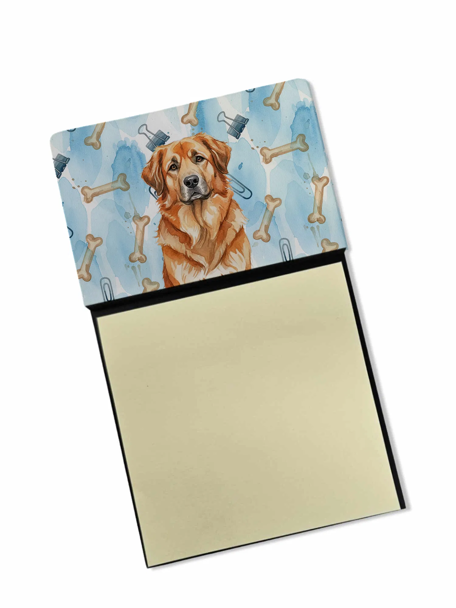 Red Leonberger Coworker Watercolor Sticky Note Holder Refillable Dispenser Desk Accessory 3x3 Pad Gift photo 1