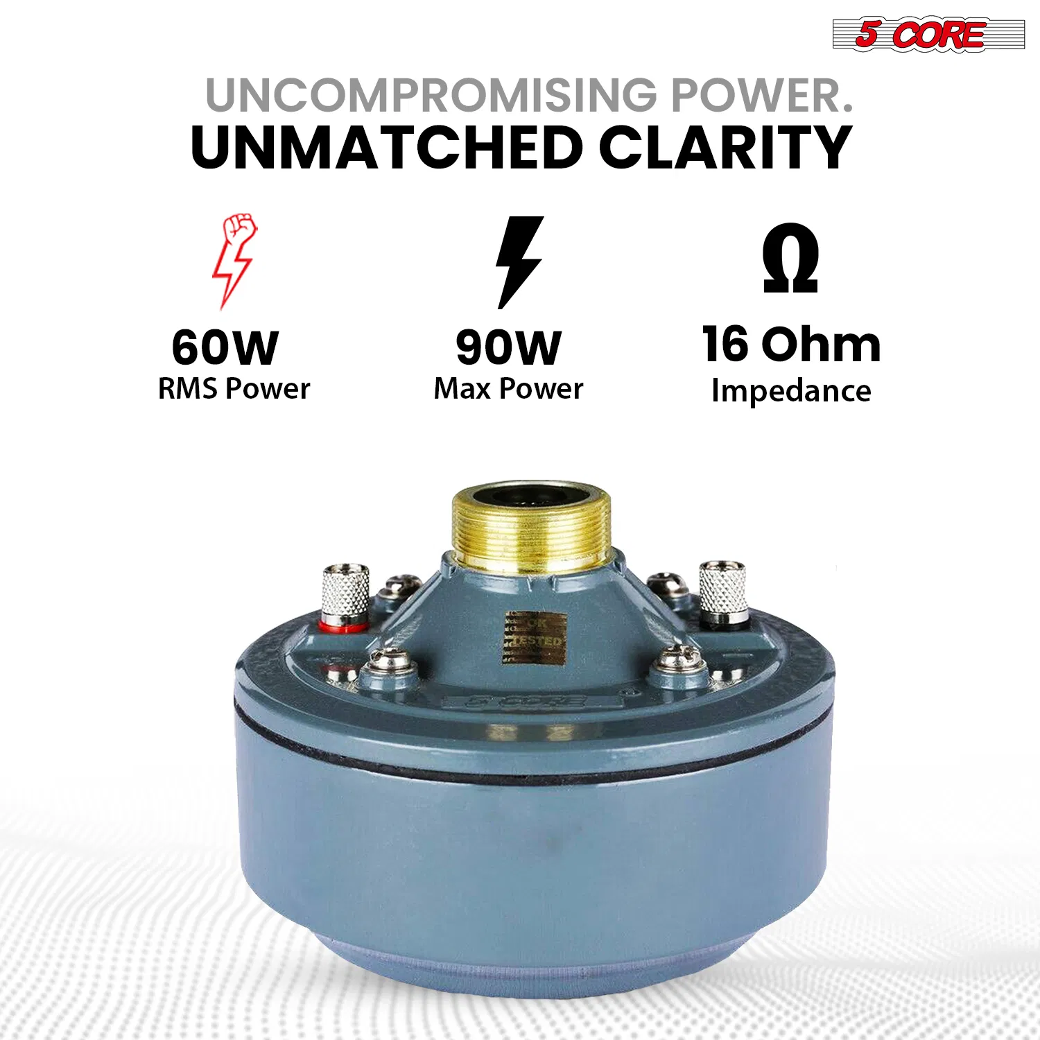 5 Core Compression Driver 2" Horn Tweeter 600W Titanium Diaphragm 16 Ohms 18 TPI All Weather Use photo 3