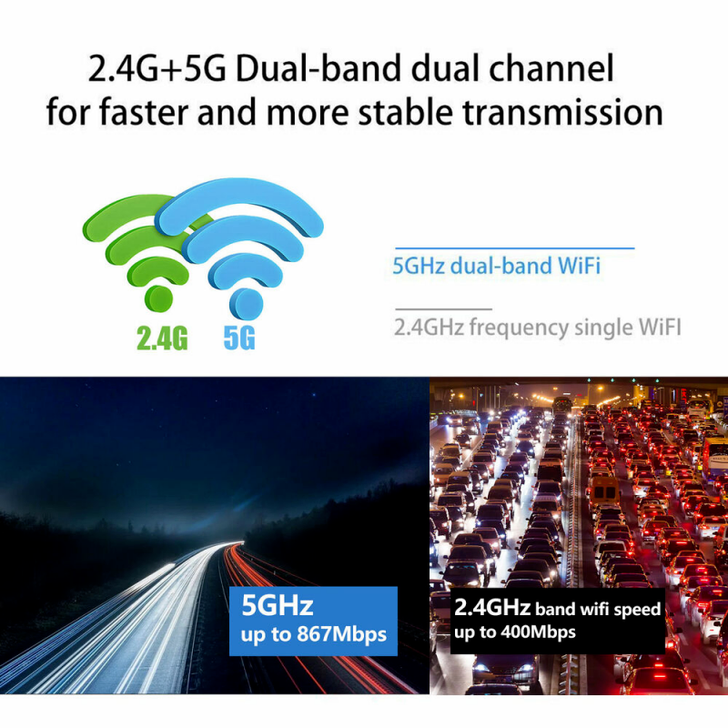 1300Mbps USB3.0 Wireless WiFi Adapter Dongle Dual Band 5G/2.4G Desktop Laptop PC photo 6