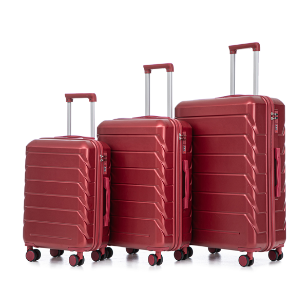 3 in 1 ABS&PC Trolley Box 20in 24in 28in Trolley Box Iron Tie Rod ABSPC Alloy Wine Red photo 1