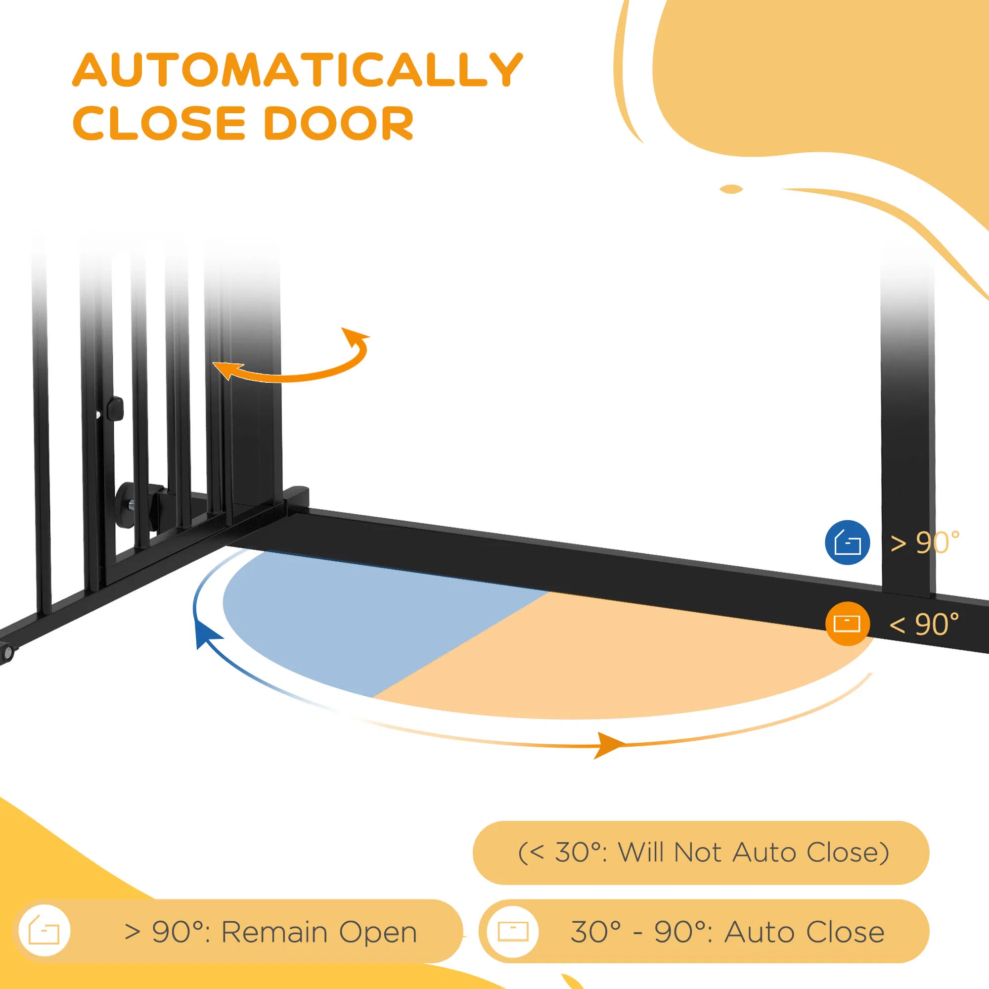 Auto-Close Pet Gate, Stair Gate with Cat Door, Double Locking for Doorways Hallways Stairs, Fits 29"-31.5" Wide, Black photo 2