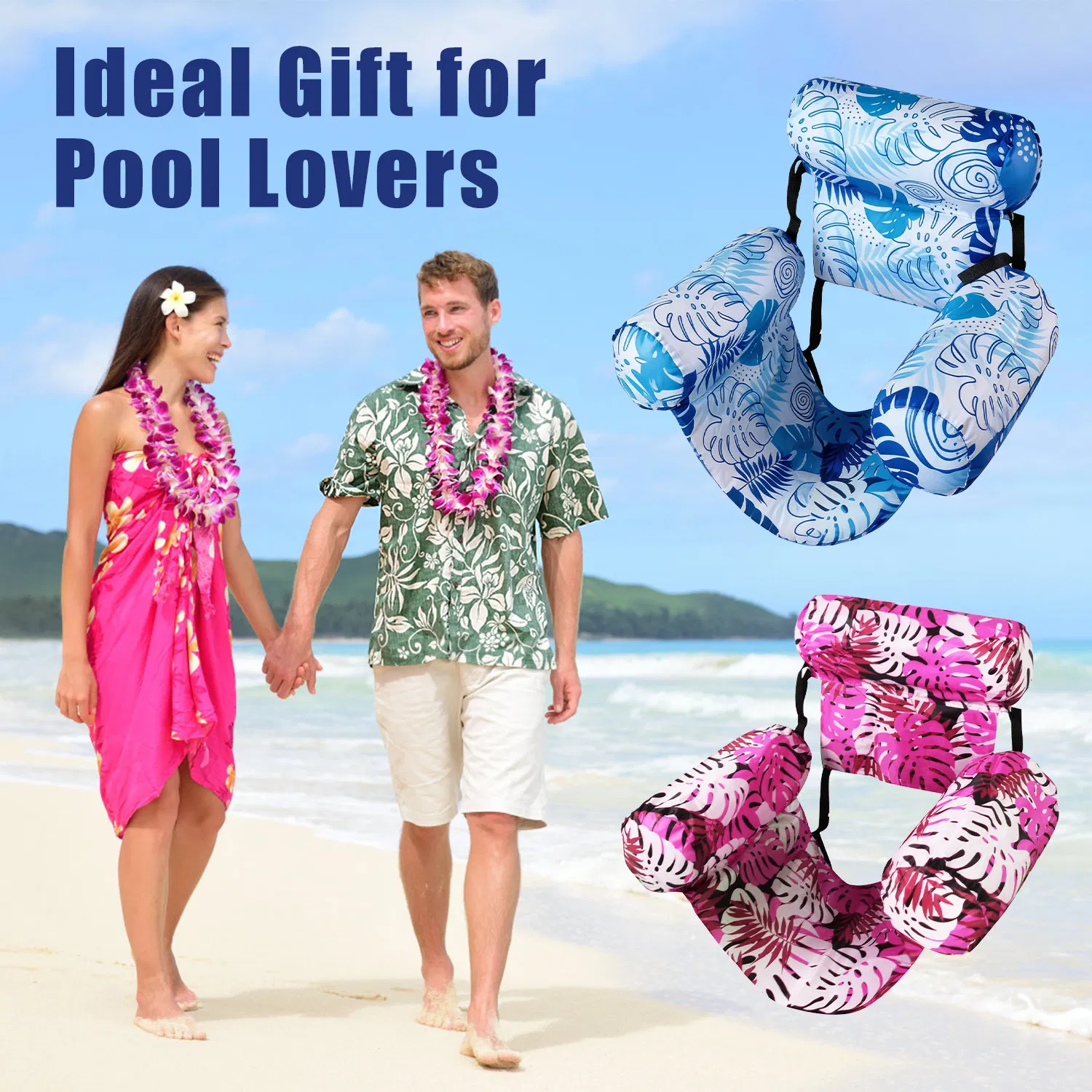 2 Pack Inflatable Pool Floats for Adult Inflatable Hammocks Floating Lounge Chairs for Party Summer Water Beach Lake Fun photo 8