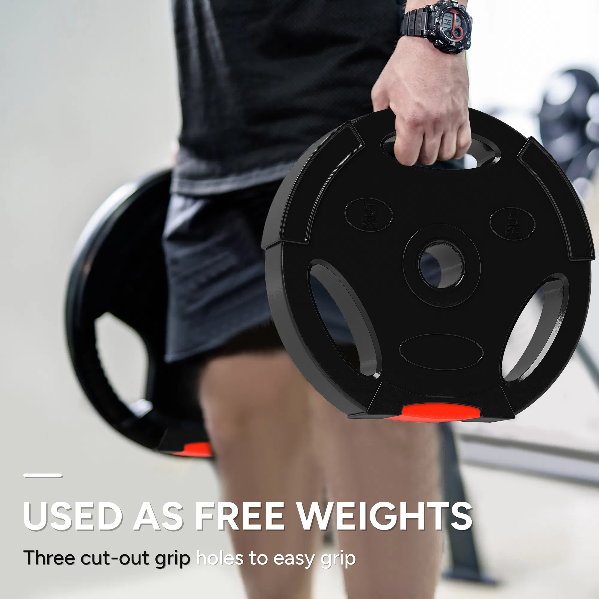 1-Inch Weight Plates, Barbell Weights Set for Weightlifting and Strength Training, 2 x 22lbs + 2 x 11lbs photo 6