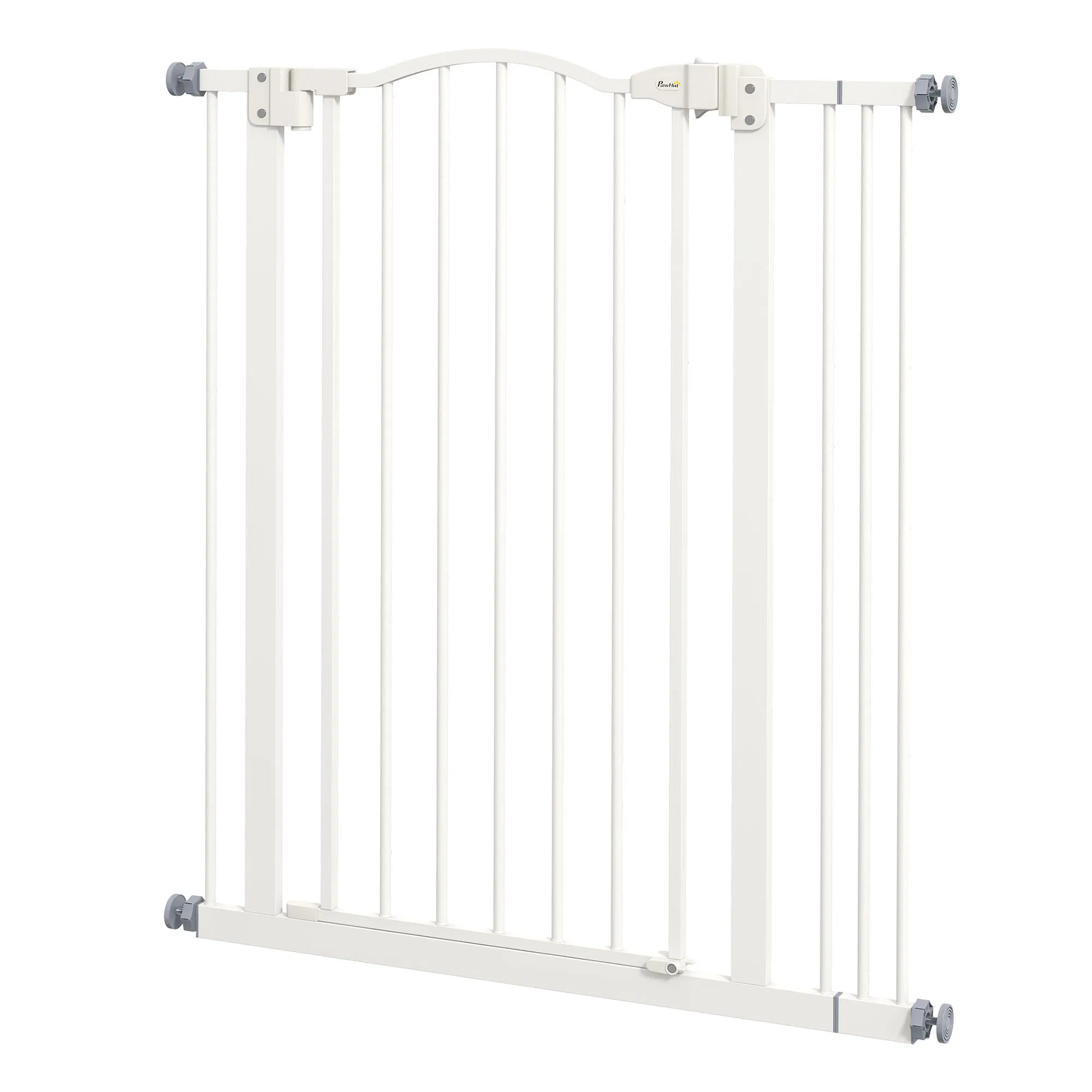 Extra Tall Dog Gate with Door, Pressure Fit, Auto Close, Double Locking for Doorways Hallways Stairs, 29"-34", White photo 1