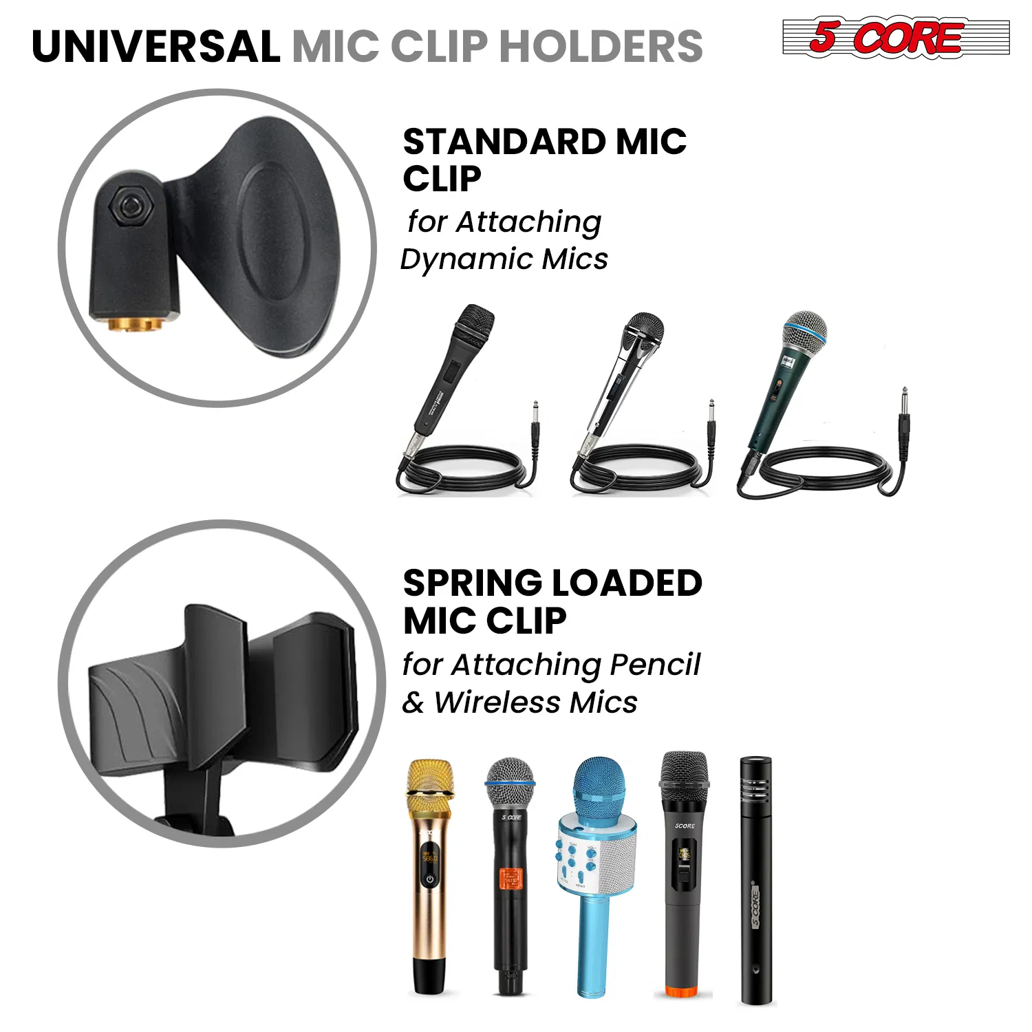 5 Core 2Pcs Mic Stand Floor Height Adjustable Tripod Microphone Stands w Extending Telescoping Boom Arm photo 5