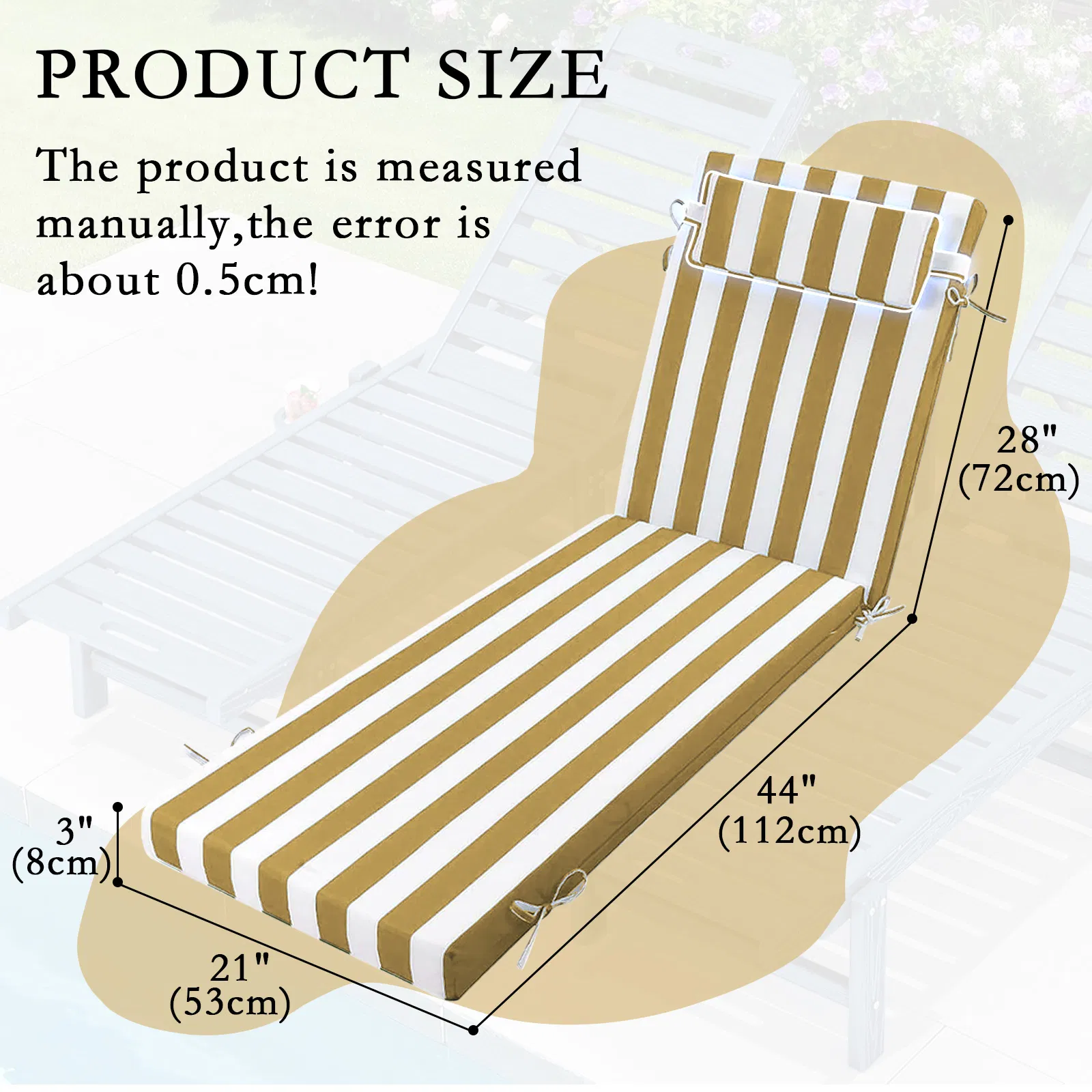 Outdoor Chaise Lounge Cushion, 72 in. x 21 in. x 3 in. Waterproof Fade-Resistant Patio Chair Pad for Pool Beach photo 7