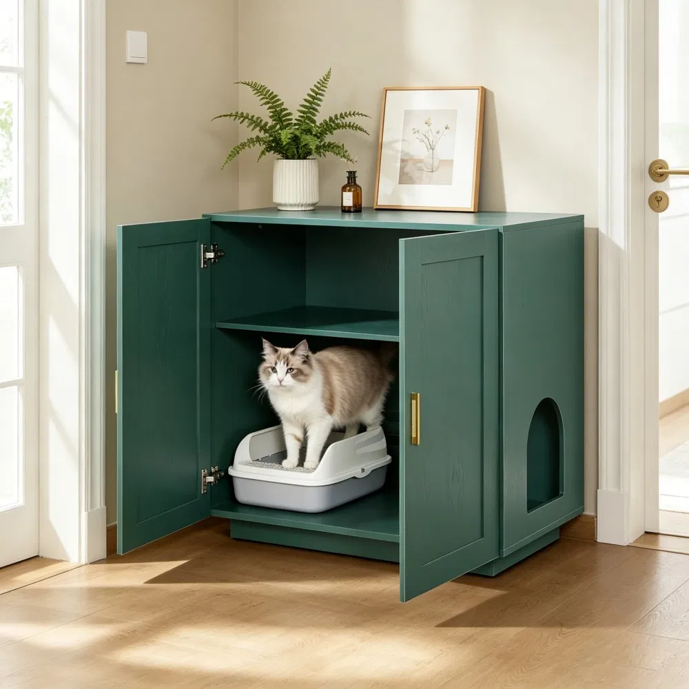 Wooden Cat Box Cabinet photo 1