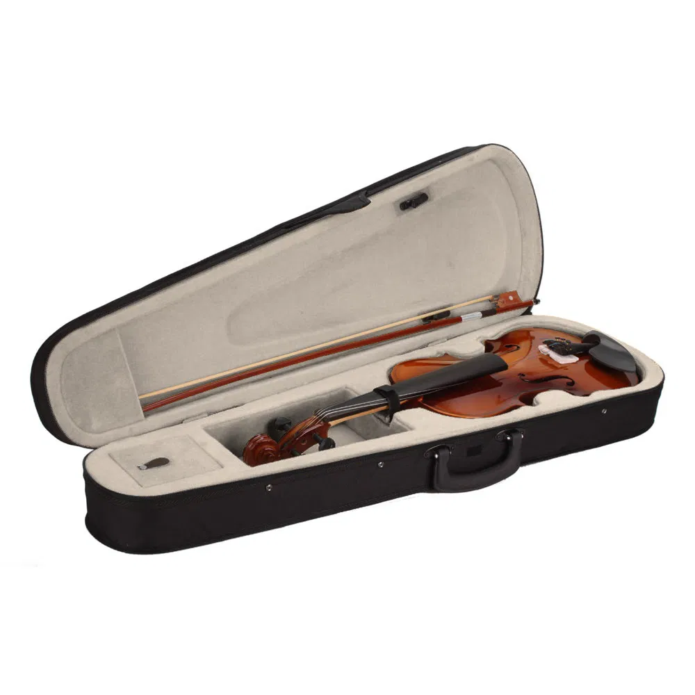 New 4/4 Acoustic Violin Case Bow Rosin Natural photo 2