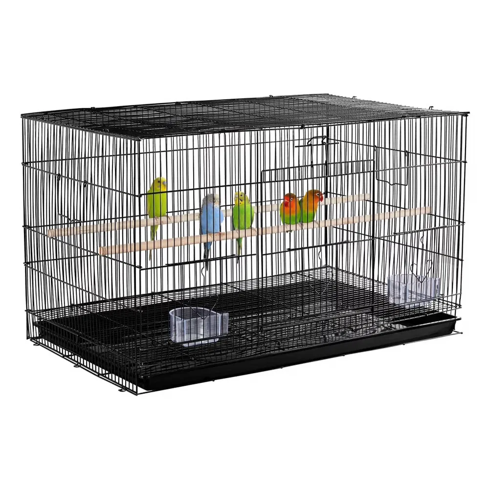 30.5'' Metal Cage with Wood Perches for Small birds, Black photo 7