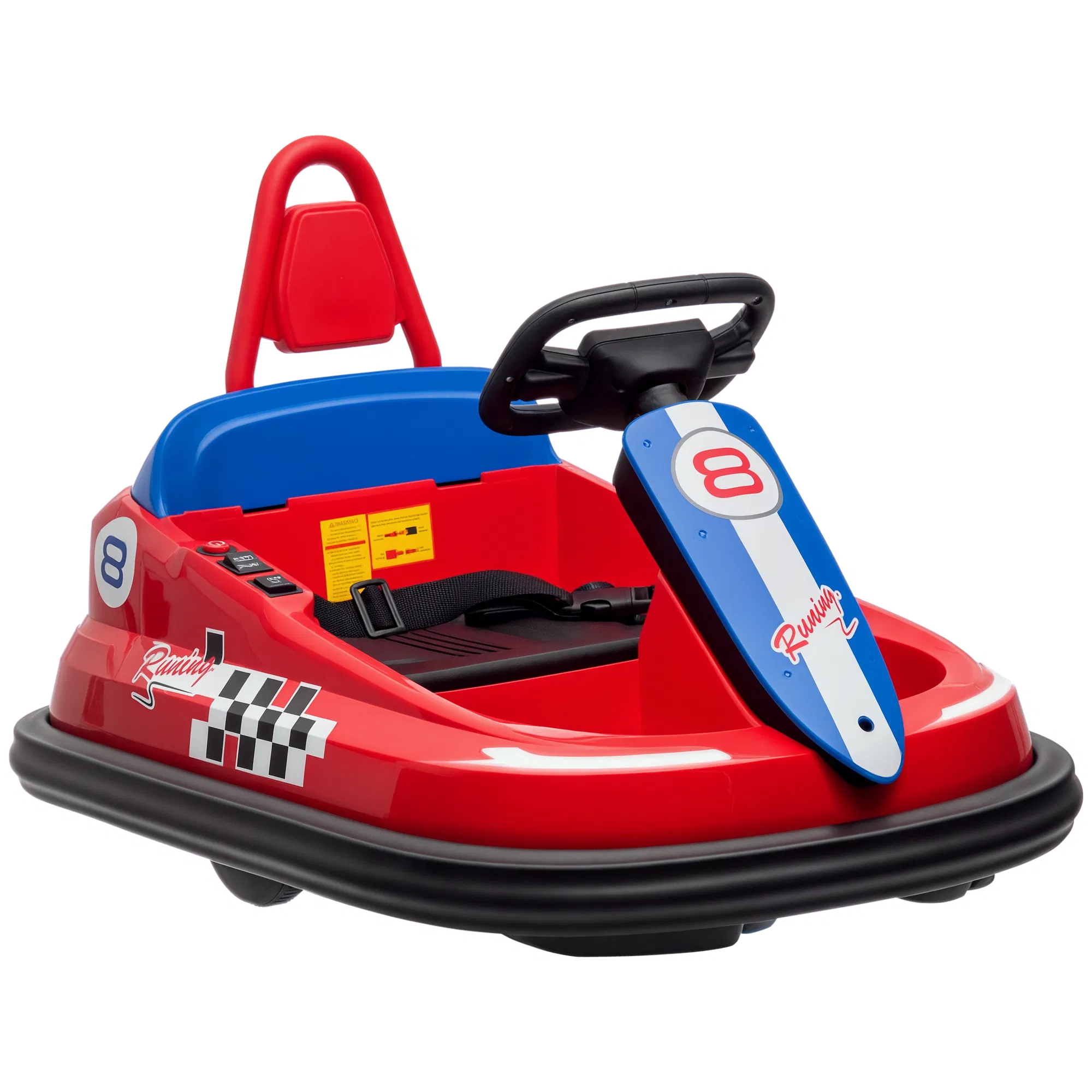 Kids Bumper Car, 6V 360° Rotation Electric Ride on Car, Twin Motors Battery Powered Toy with Music, Horn and Lights, Safety Belt, for Boys and Girls Aged 18-48 Months - Red photo 1