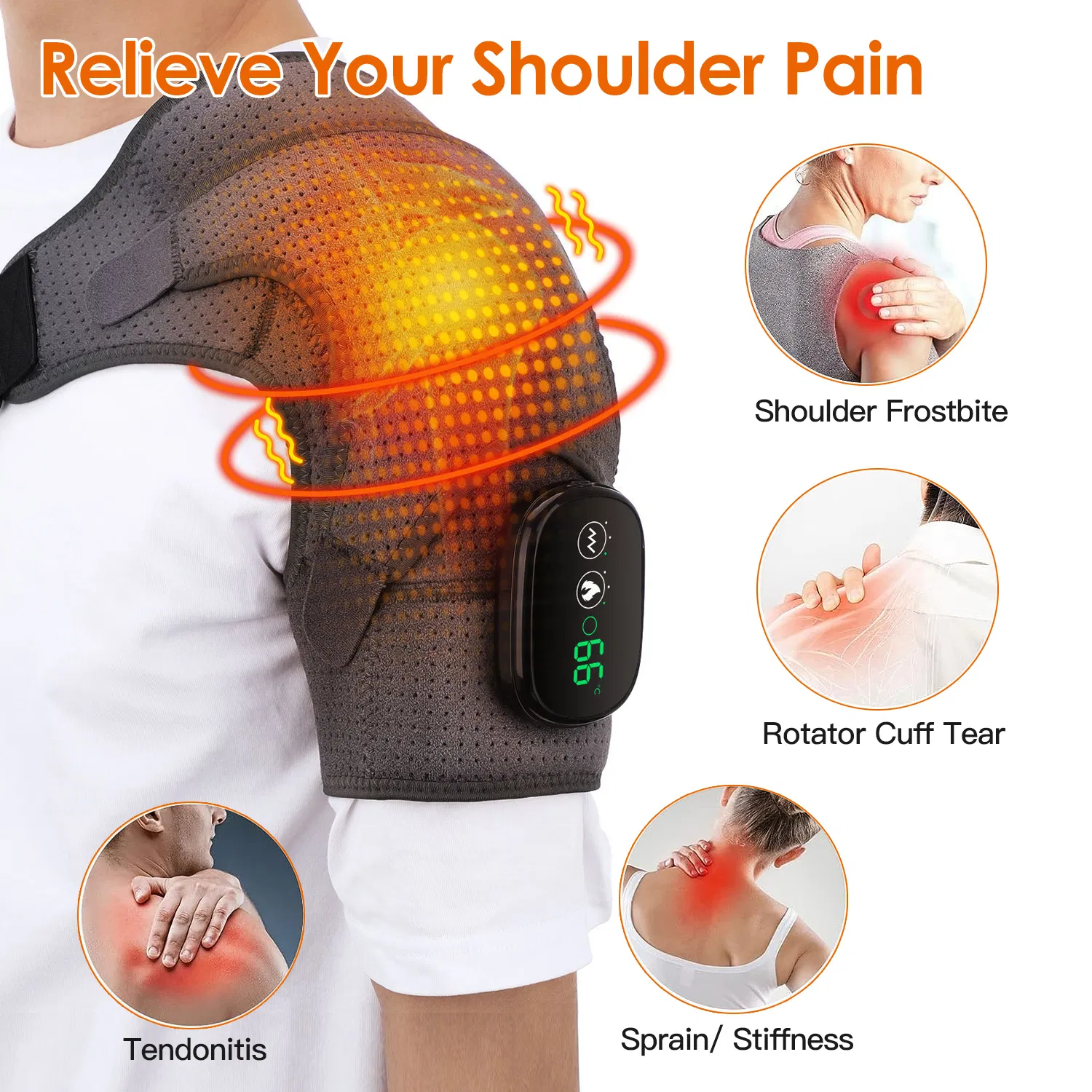 45-75 Heated Shoulder Massager  Pain Relief Shoulder Massager With 3 Heating Levels 3 Vibration Modes USB Rechargeable Auto-Off Universal Fit Gift For Parents Friends photo 6
