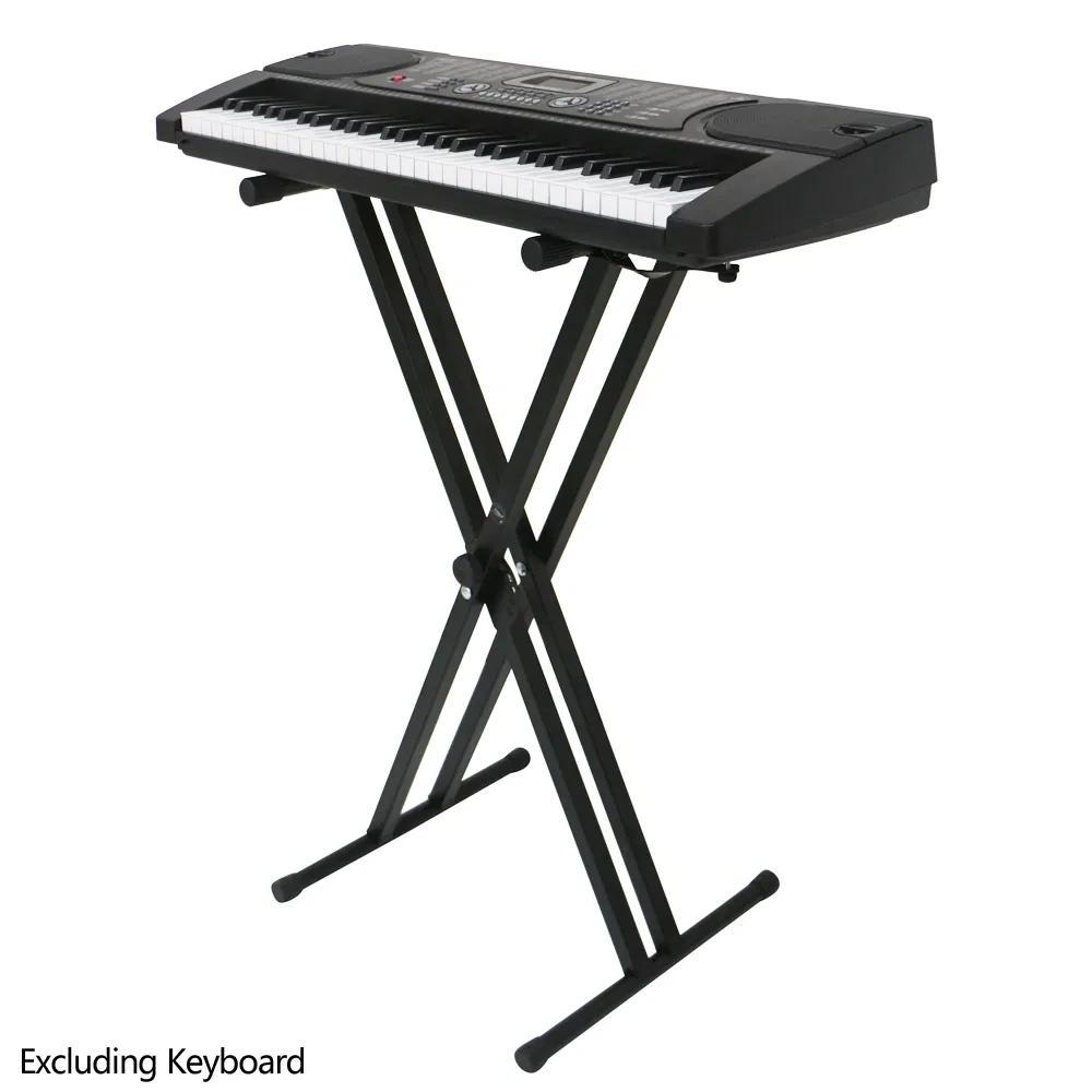 [Replace 57435105]Dual-tube X-Shape Keyboard Stand Black photo 1