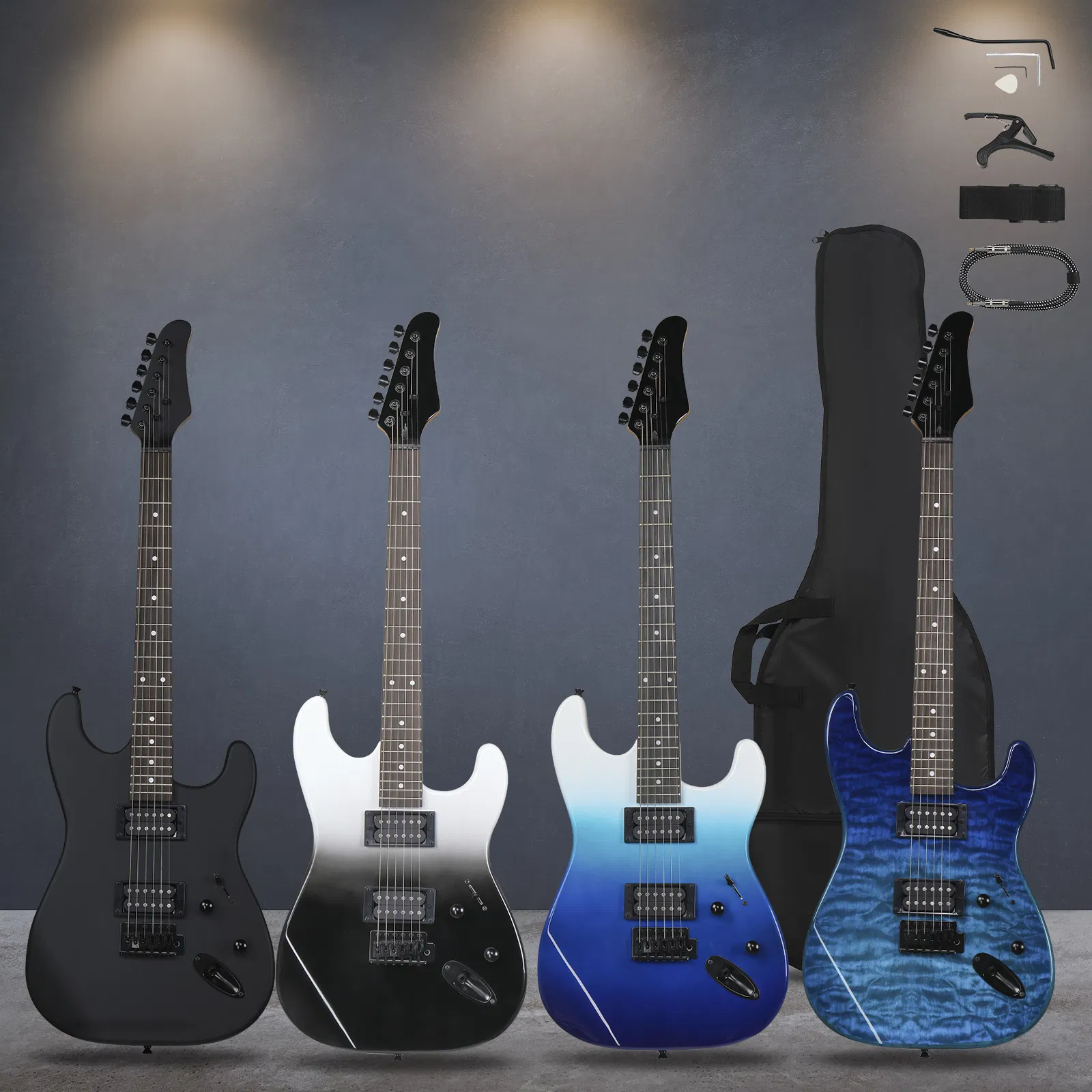 39in Electric Guitar H-H Pickups Trans Blue suit for Heavier Rock photo 7