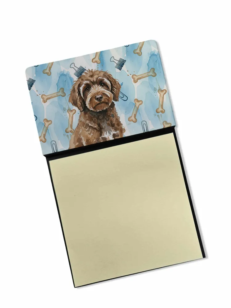 Brown Portuguese Water Dog Coworker Watercolor Sticky Note Holder Refillable Dispenser Desk Accessory 3x3 Pad Gift photo 8