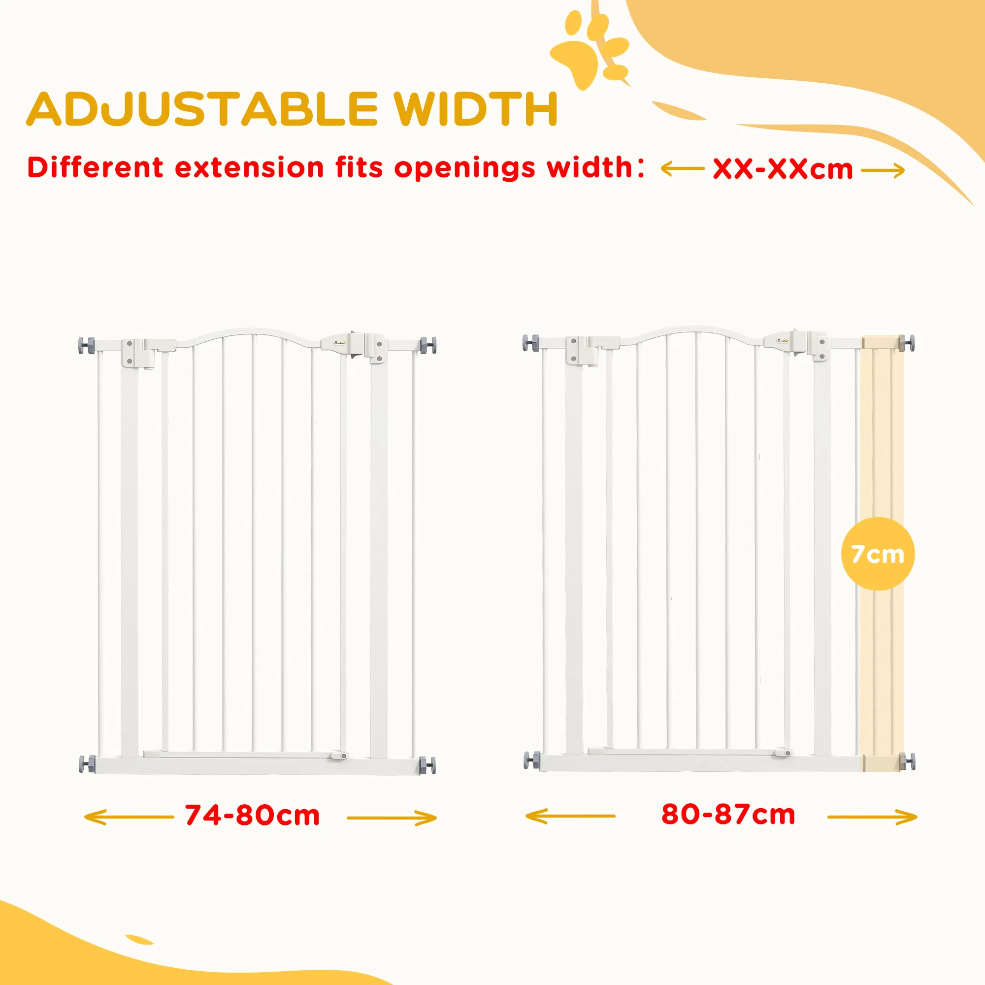 Extra Tall Dog Gate with Door, Pressure Fit, Auto Close, Double Locking for Doorways Hallways Stairs, 29"-34", White photo 2