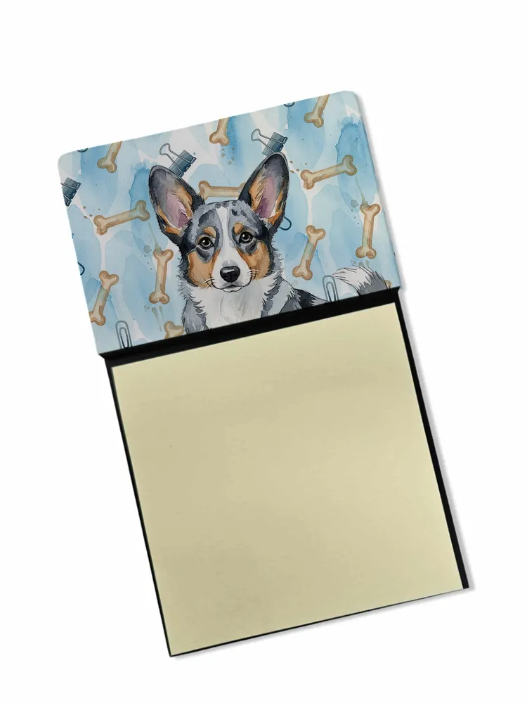 Blue Merle Cardigan Welsh Corgi Coworker Watercolor Sticky Note Holder Refillable Dispenser Desk Accessory 3x3 Pad Gift photo 8