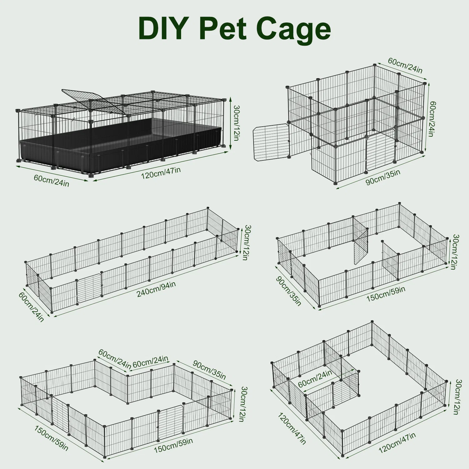 47x24x12" Guinea Pig Cage Small Animal Playpen DIY Metal Pet Enclosure with 20 Panels Waterproof Floor Mat for Hedgehogs Chickens Ducklings Rabbits Hamsters photo 8