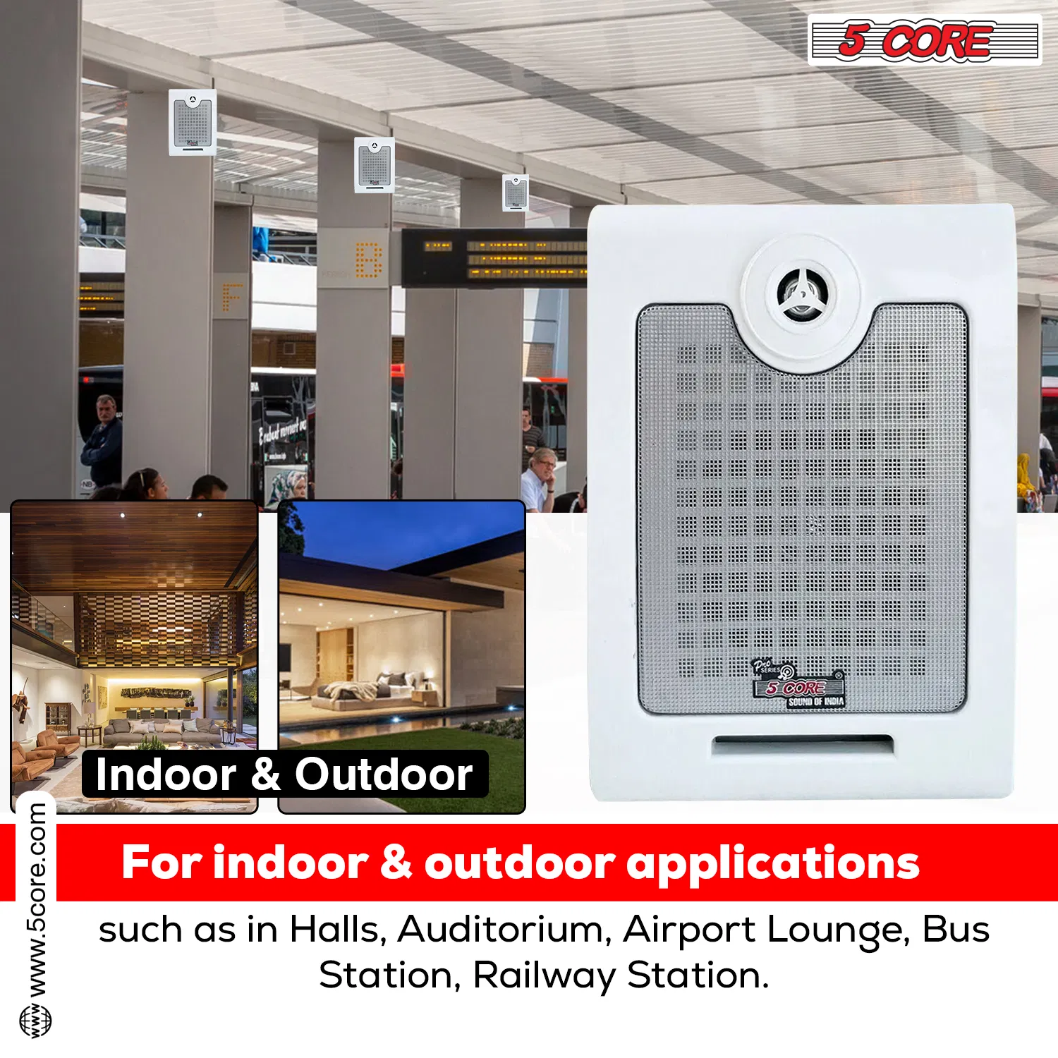 5Core Wall Mount Speakers 2Way Passive 500W/100W Outdoor Wired Audio System photo 3