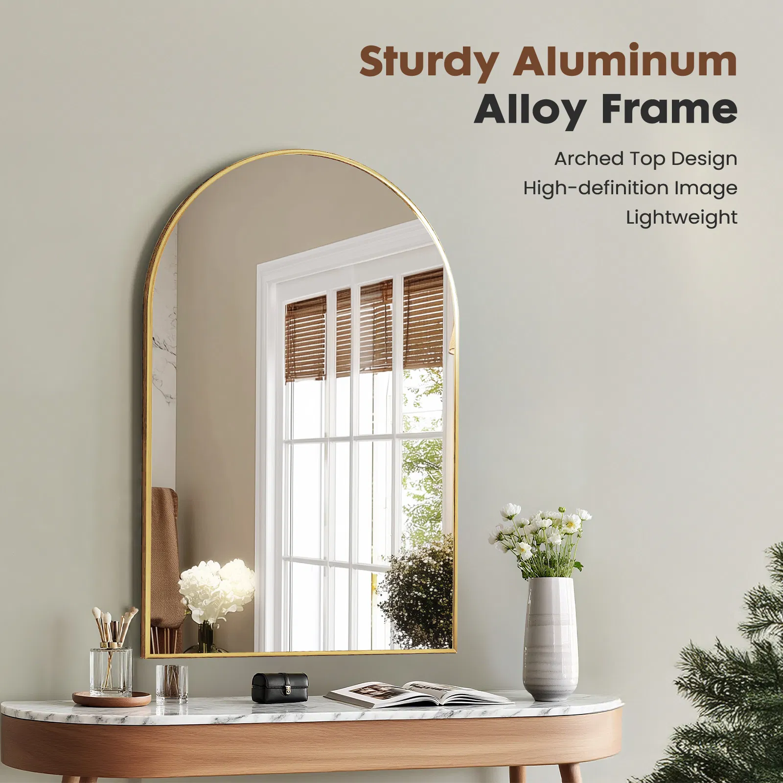 Bathroom Wall Mirror, Metal Frame Vanity Mirror for Bedroom, Entryway, Living Room photo 2