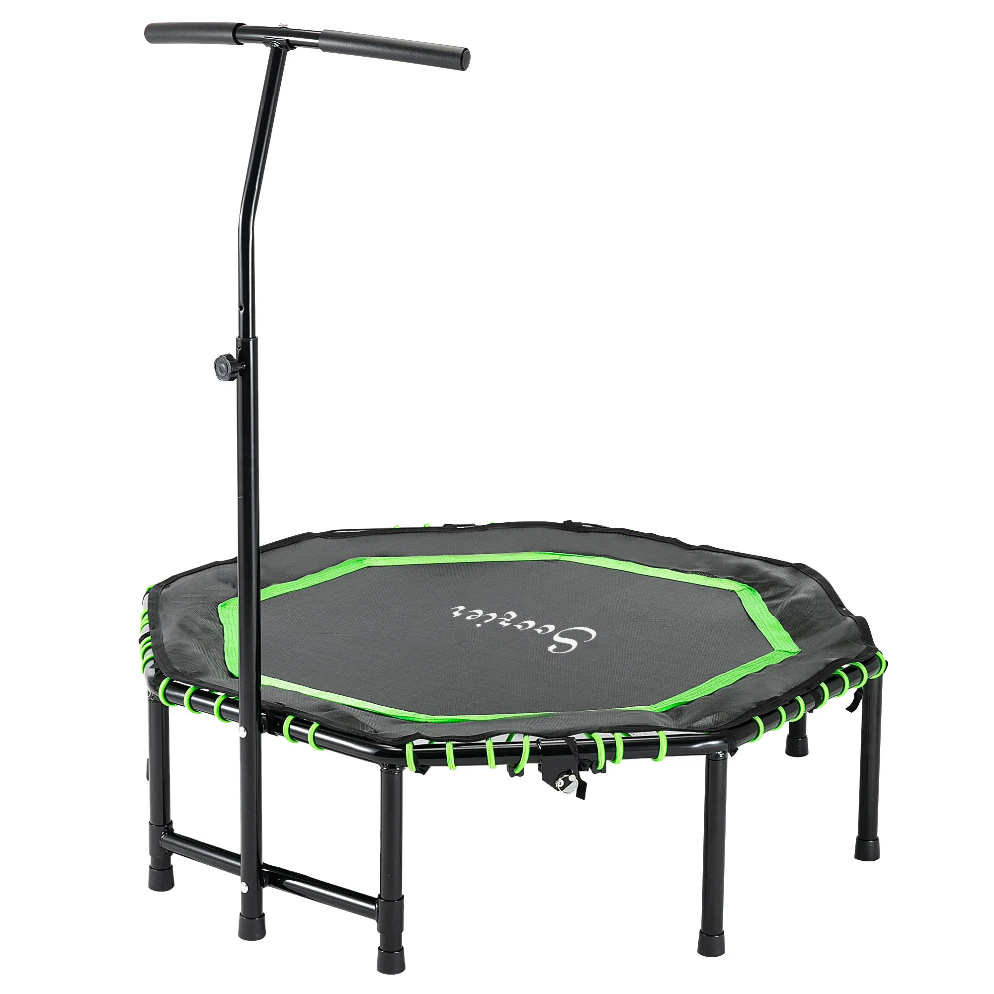 48" Mini Trampoline, Foldable Trampoline with Adjustable Handle Bar for Adults Exercise, Workout, Fitness, Green photo 1