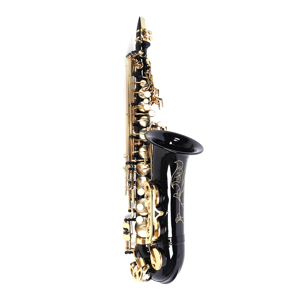 Be Brass Carving Pattern Pearl White Shell Button Saxophone with Strap Black photo 8