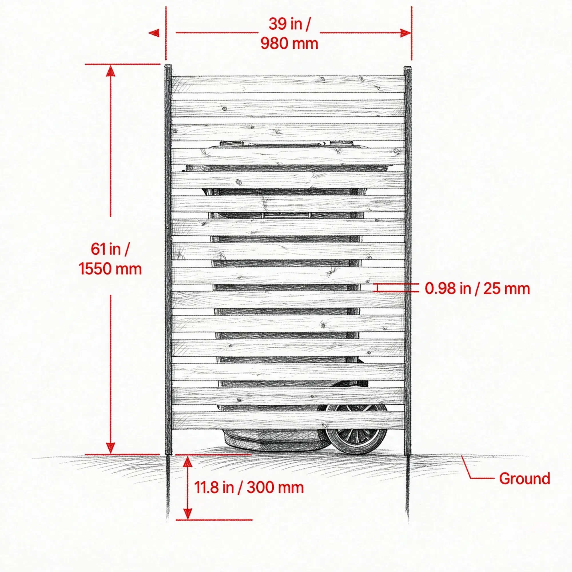 39" W x 61" L Wood Privacy Fence Panel, AC & Pool Equipment Screen with Metal Stakes, Easy DIY Installation, for Garden & Outdoor Use photo 4