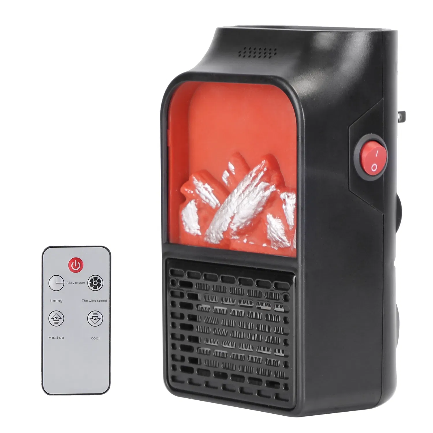 800W Plug-In Space Heater Wall Outlet Heater with 360° Rotatable Plug Adjustable Temperature 2 Wind Speeds Remote Control photo 1