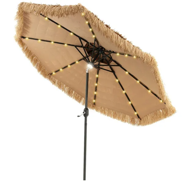 9 Foot Portable Beach Umbrella with Led Lights. photo 1