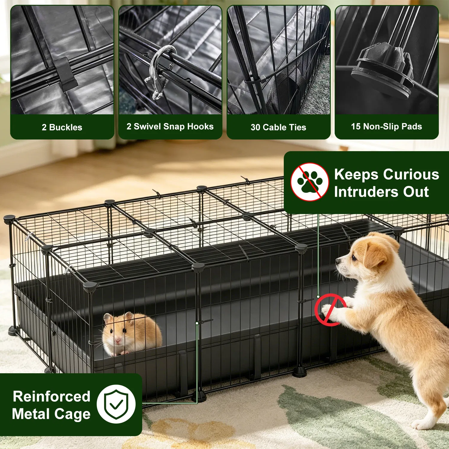 DIY Assemble Metal Small Pet Play Enclosure Multiple Layout Options,Small Animal Playpen DIY Metal Pet Enclosure with 20 Panels Waterproof Floor Mat for Hedgehogs Chickens Ducklings Rabbits photo 3