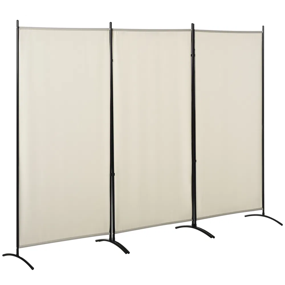 6' 3 Panel Room Divider, Double Hinged Folding Wall Divider, Indoor Privacy Screen for Home Office, Beige photo 2
