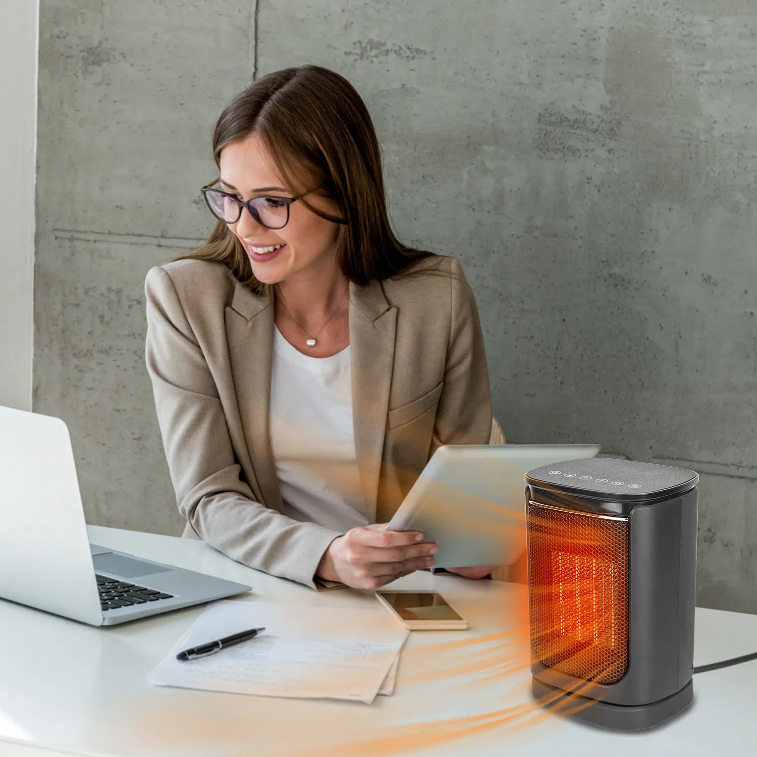 1500W Oscillating Ceramic Space Heater, Portable Electric Heater with Digital Display,Remote Control,3 Heat Modes,Safety Shut-Off for Indoor Use photo 7