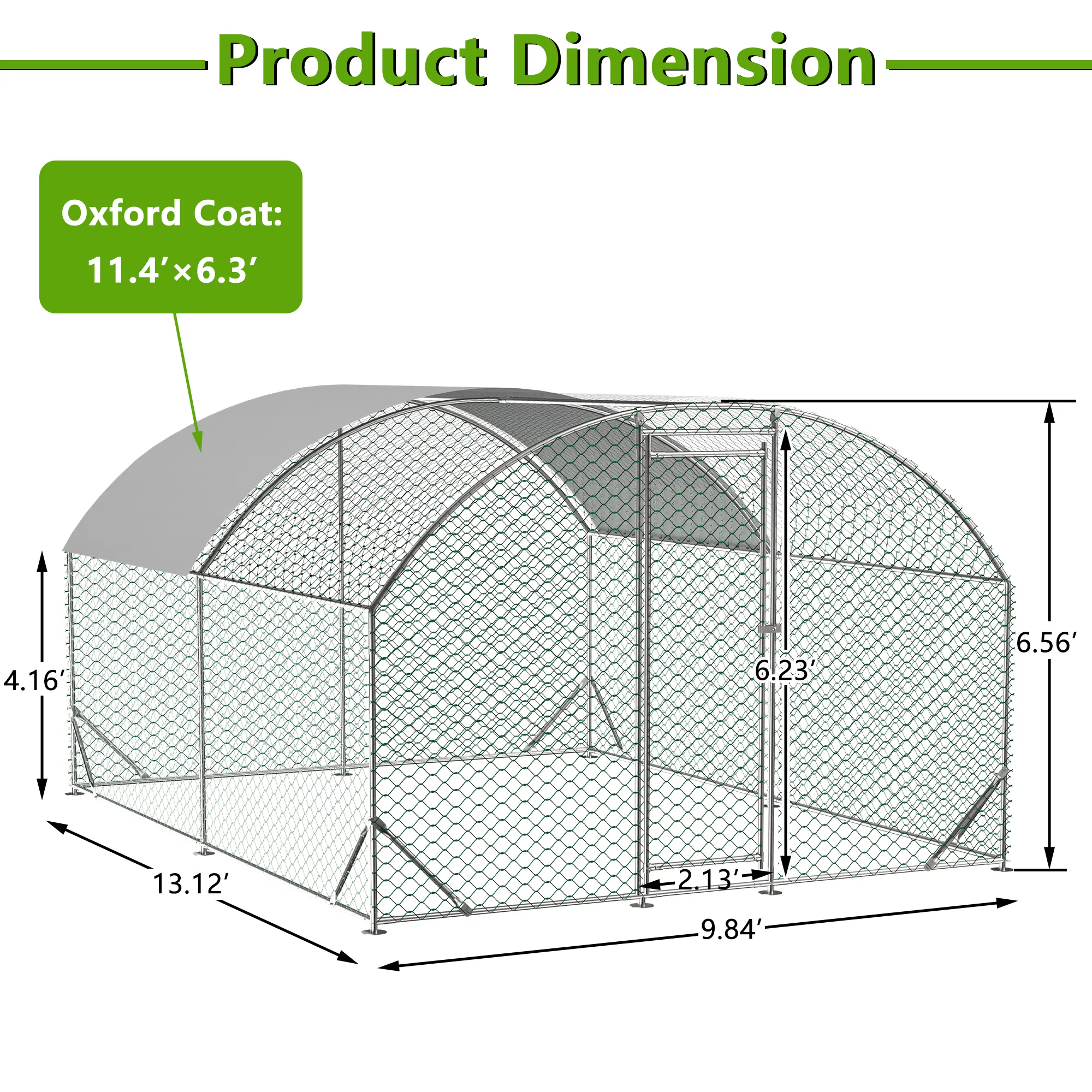 9.84' x 13.12' x 6.56' Large Chicken Coop Metal Chicken Run with Waterproof and Anti-UV Cover photo 7