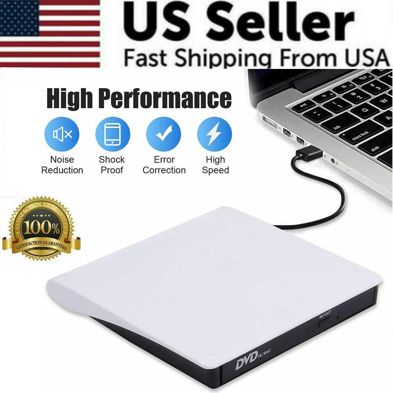 Slim External CD DVD Drive USB 3.0 Disc Player Burner Writer For Laptop PC Mac photo 1