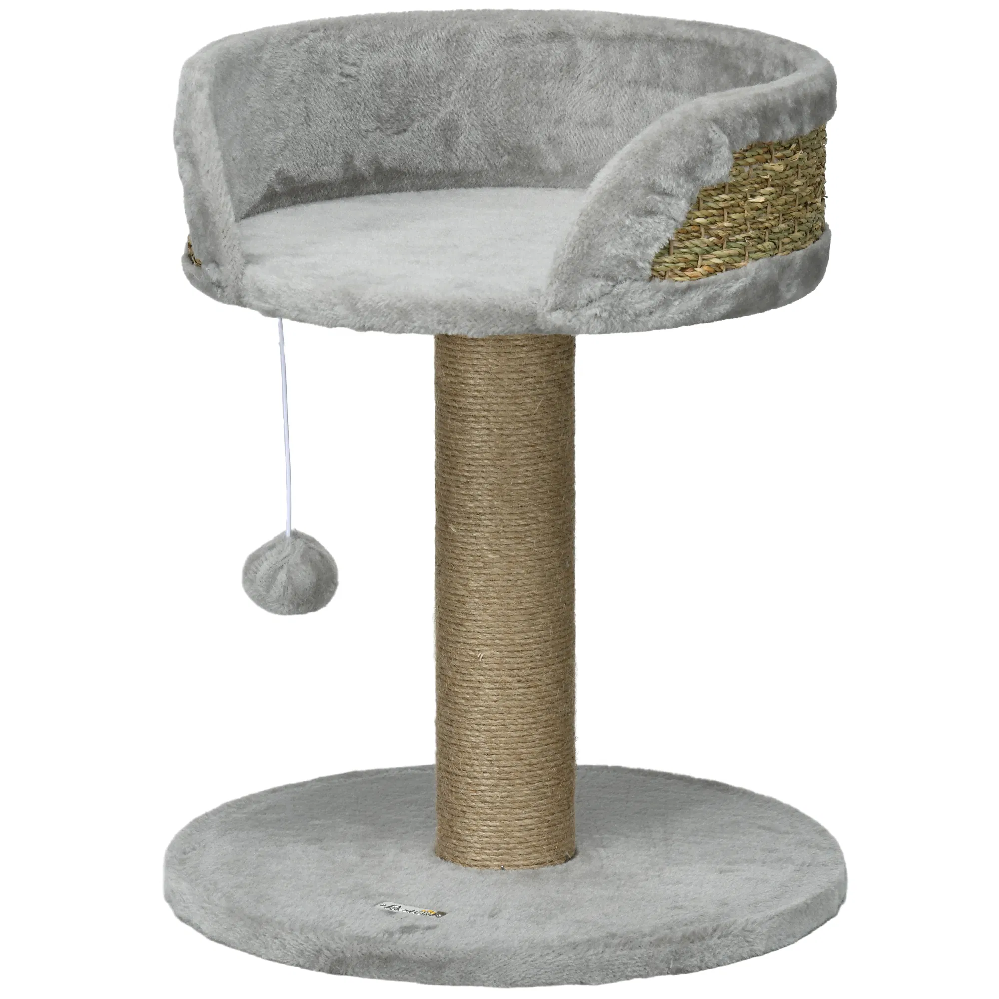 Cat Tree with Scratching Post, Toy Ball, Perch, Small Cat Tower for Indoor Cats - 16" x 16" x 19", Grey photo 1