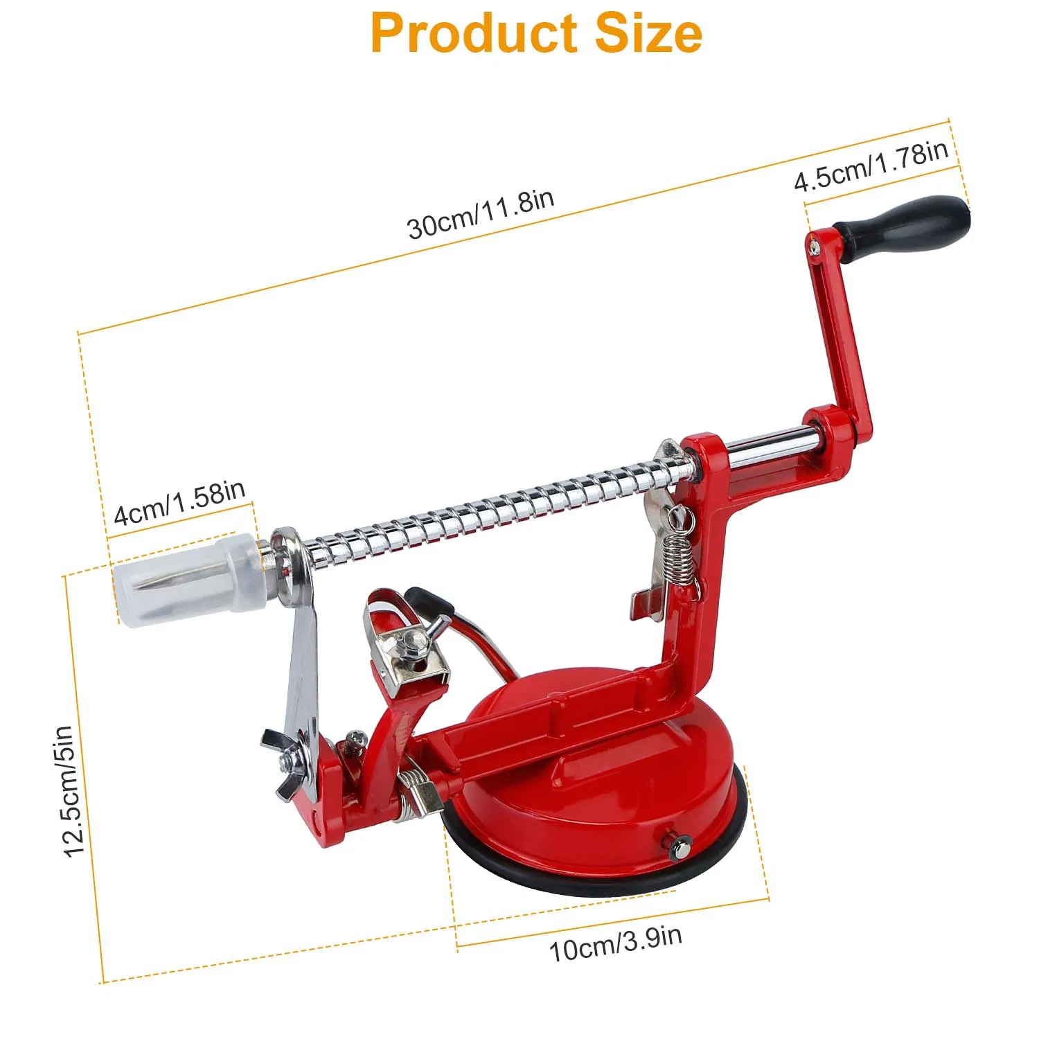3 in 1 Apple Peeler Slicer Corer with Stainless Steel Blade, Zinc Alloy Hand Crank Fruit Peeler Machine, Strong Suction Base Easy Clean Peeling Tool for Apple Orange Grapefruit Lime photo 8