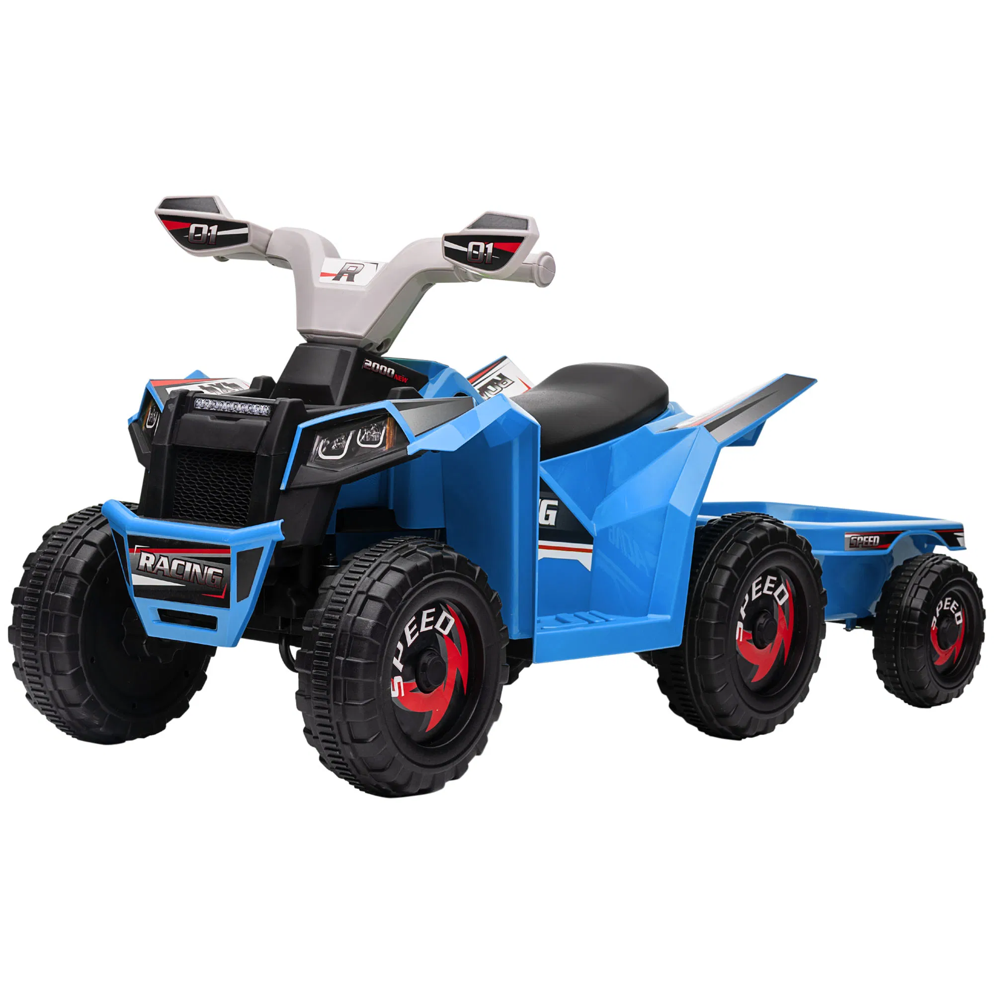 6V Kids ATV Quad, Battery Powered Electric Vehicle for Kids with Back Trailer, Wear-resistant Wheels, for Boys and Girls - Blue photo 1