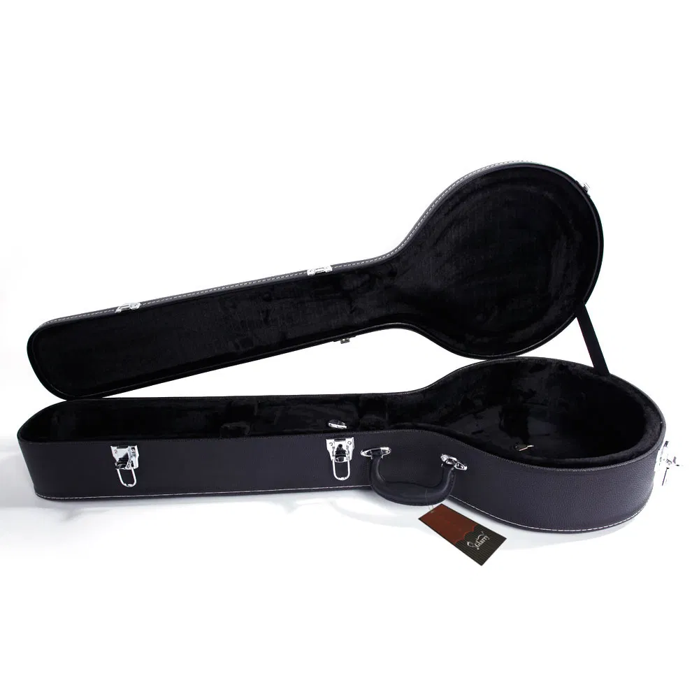 [Replace 48950444]5-String 6-String Microgroove Pattern Leather Wood Banjos Case Black photo 2