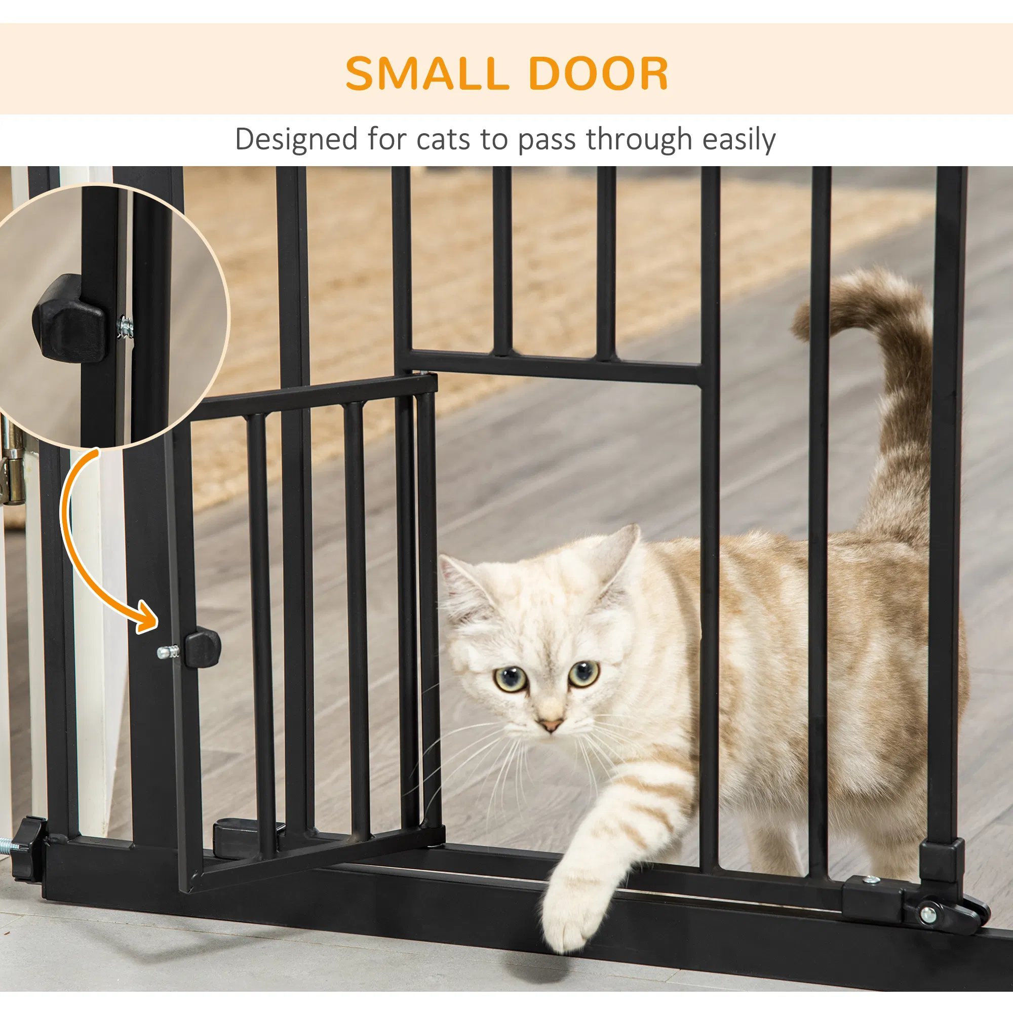 41" Easy Open Indoor Dog Gates for Doorways, House, Stair - Black photo 5