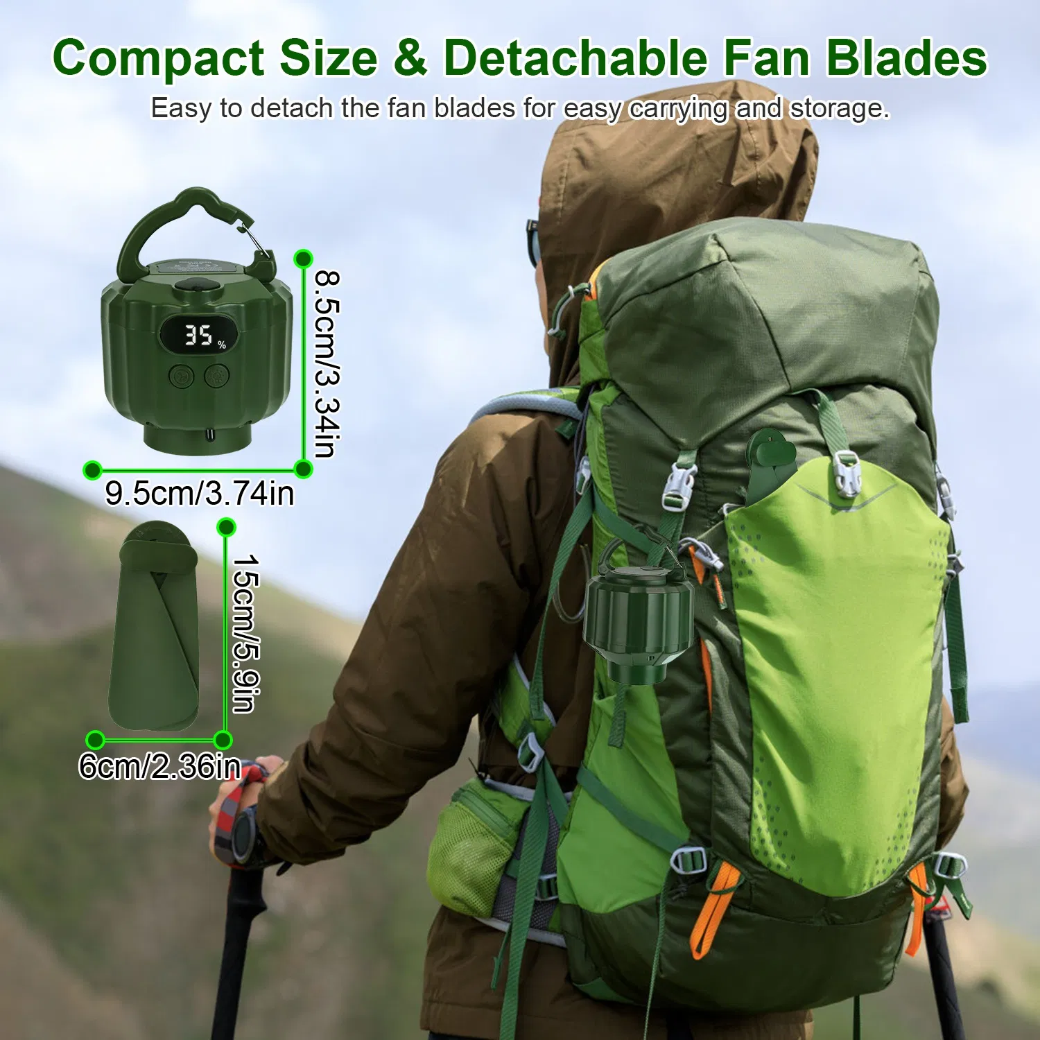 Rechargeable 3-in-1 Camping Fan, LED Lantern Hanging Fan with Large Capacity Battery, USB Power Bank, Low Noise & Timer Function for Outdoor Adventures photo 5