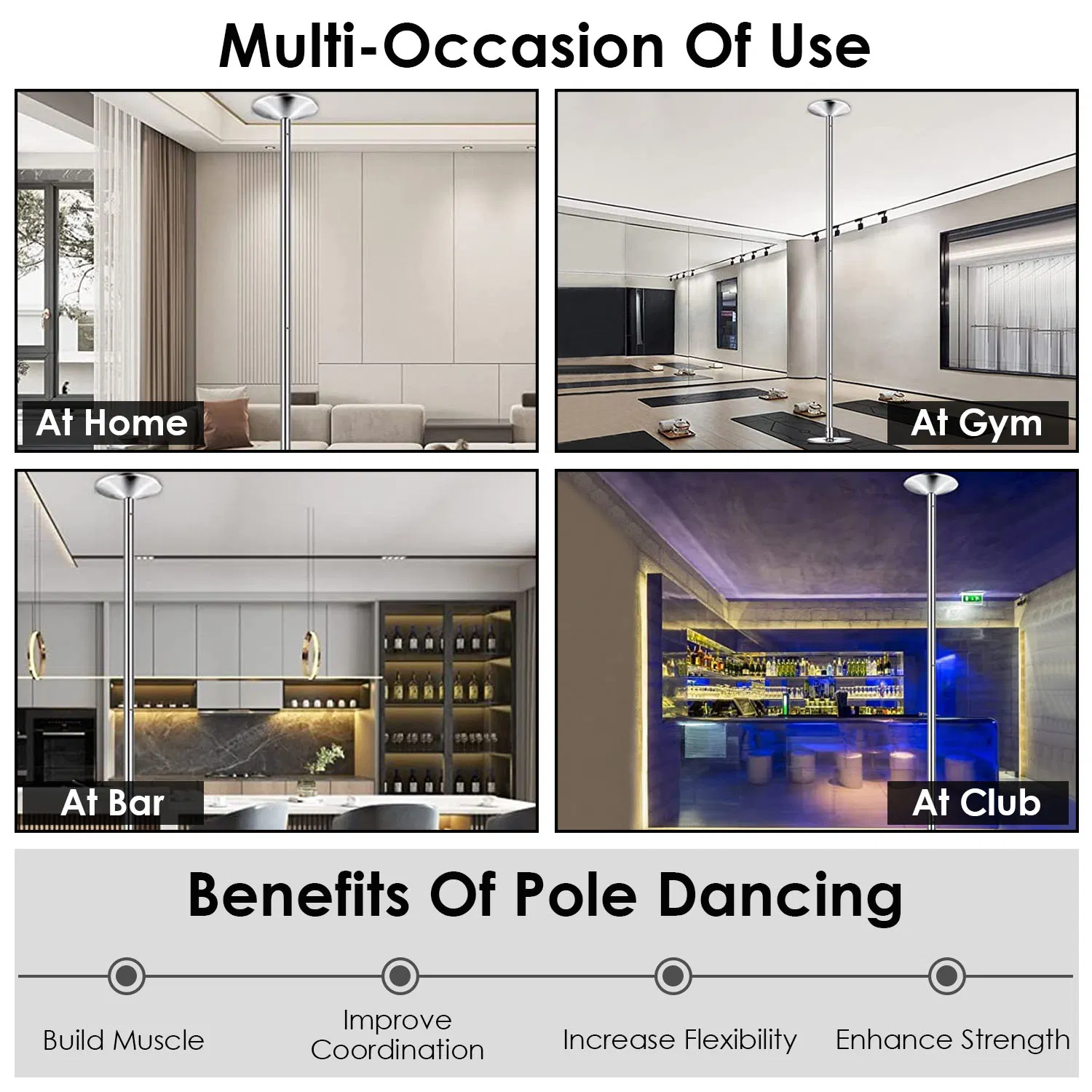 Stripper Dance Pole 45mm Spinning Static Dancing Pole with 88-108.1in Adjustable Height 551LBS Weight Capacity for Fitness Exercise Party Home Club Gym photo 8