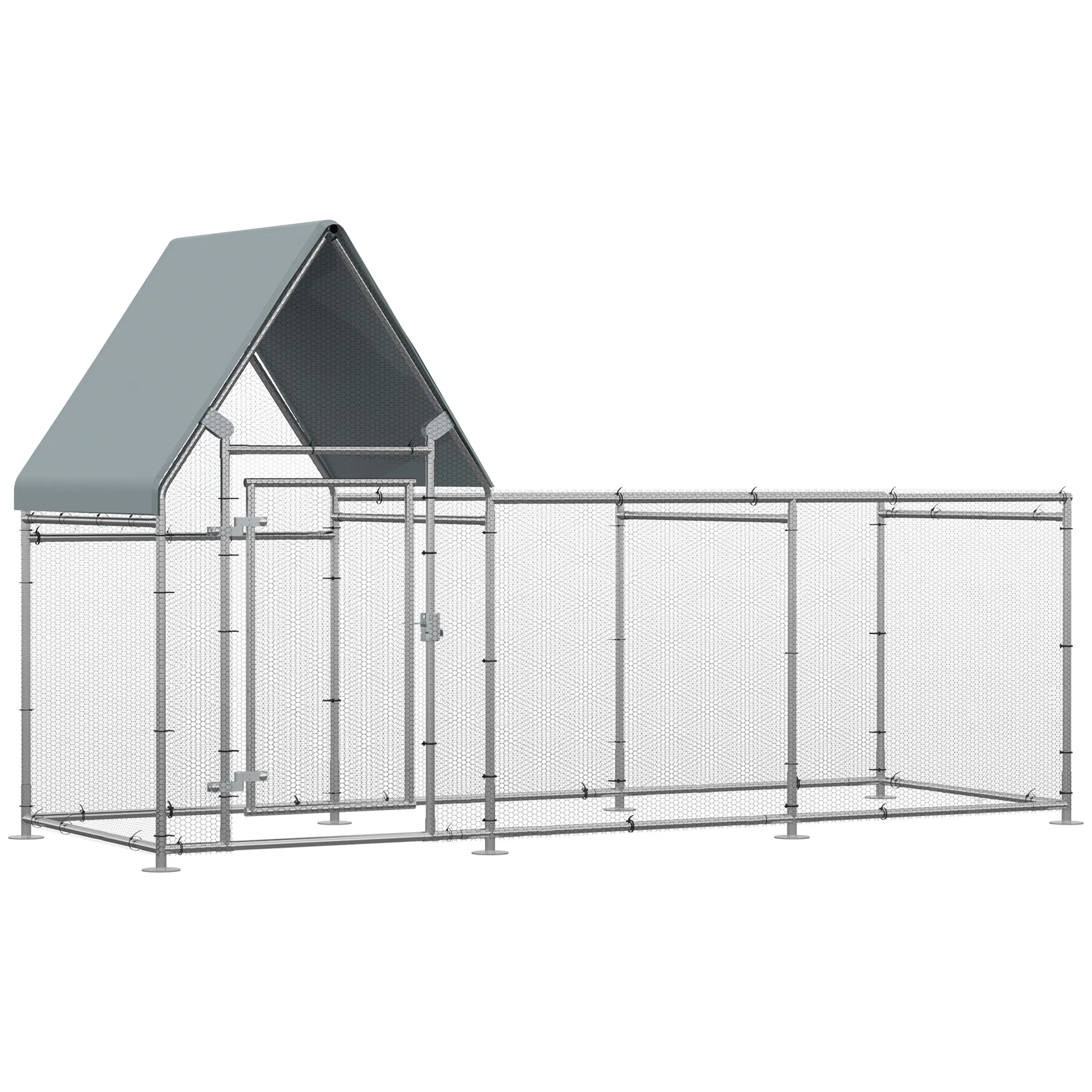 Walk In Chicken Run, Large Galvanized Chicken Coop, Hen Poultry House Cage, Rabbit Hutch Metal Enclosure with Water-Resist Cover for Outdoor Backyard Farm, 119" x 42" x 68" photo 1