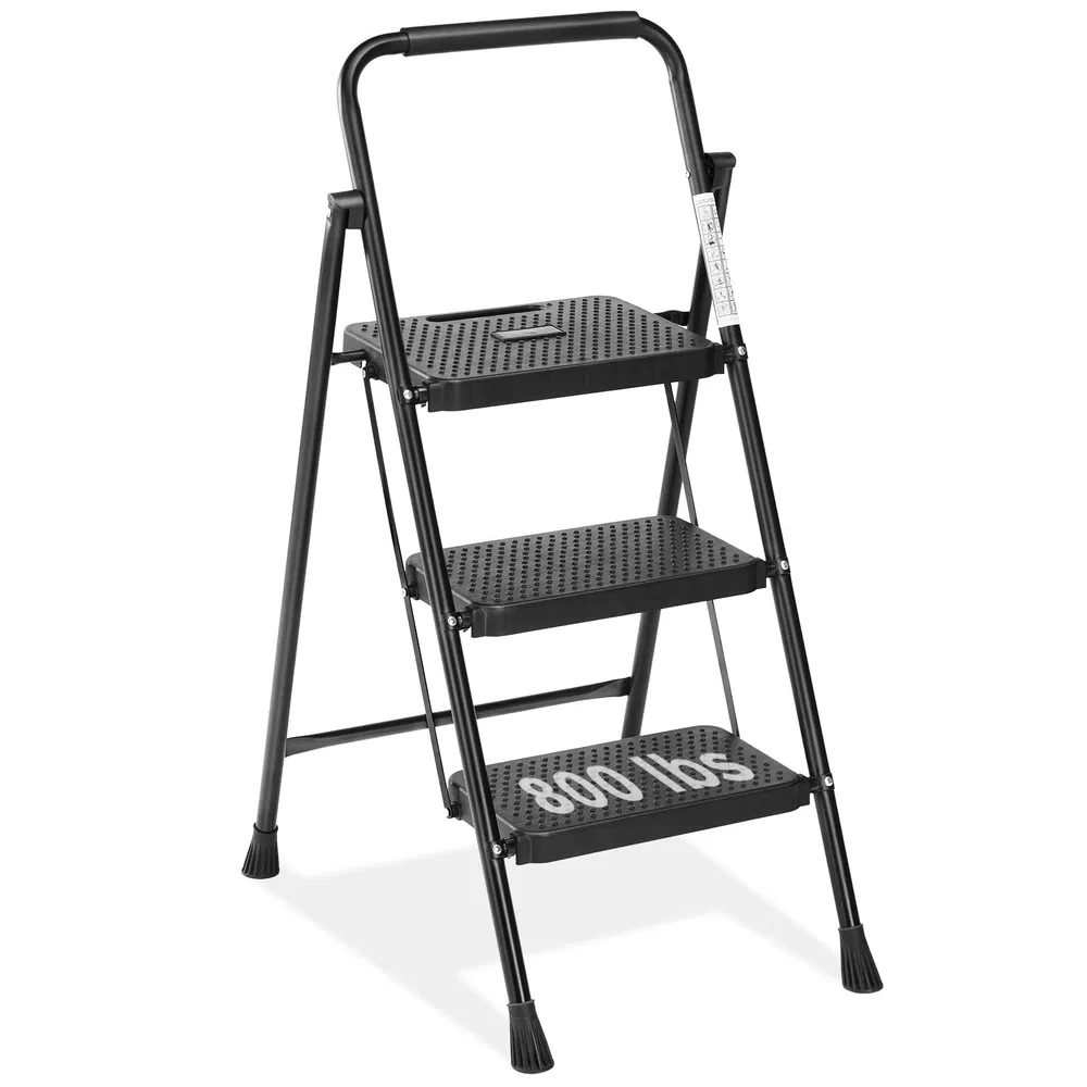 Household portable 3-layer step ladder, with safety buckle stable and safe photo 8