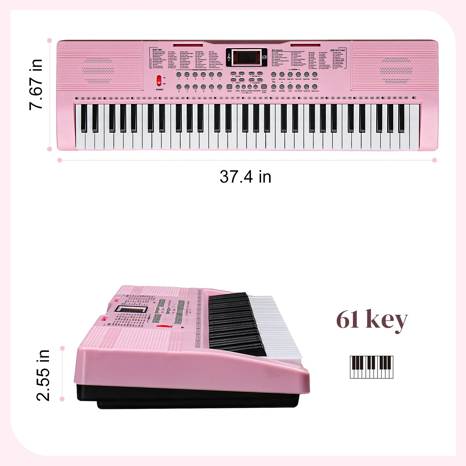 [Do Not Sell on Amazon]GEP-110 61 Key Lighting Keyboard with Piano Stand, Piano Bench, Built In Speakers, Headphone, Microphone, Music Rest, LED Screen, 3 Teaching Modes for Beginners photo 5
