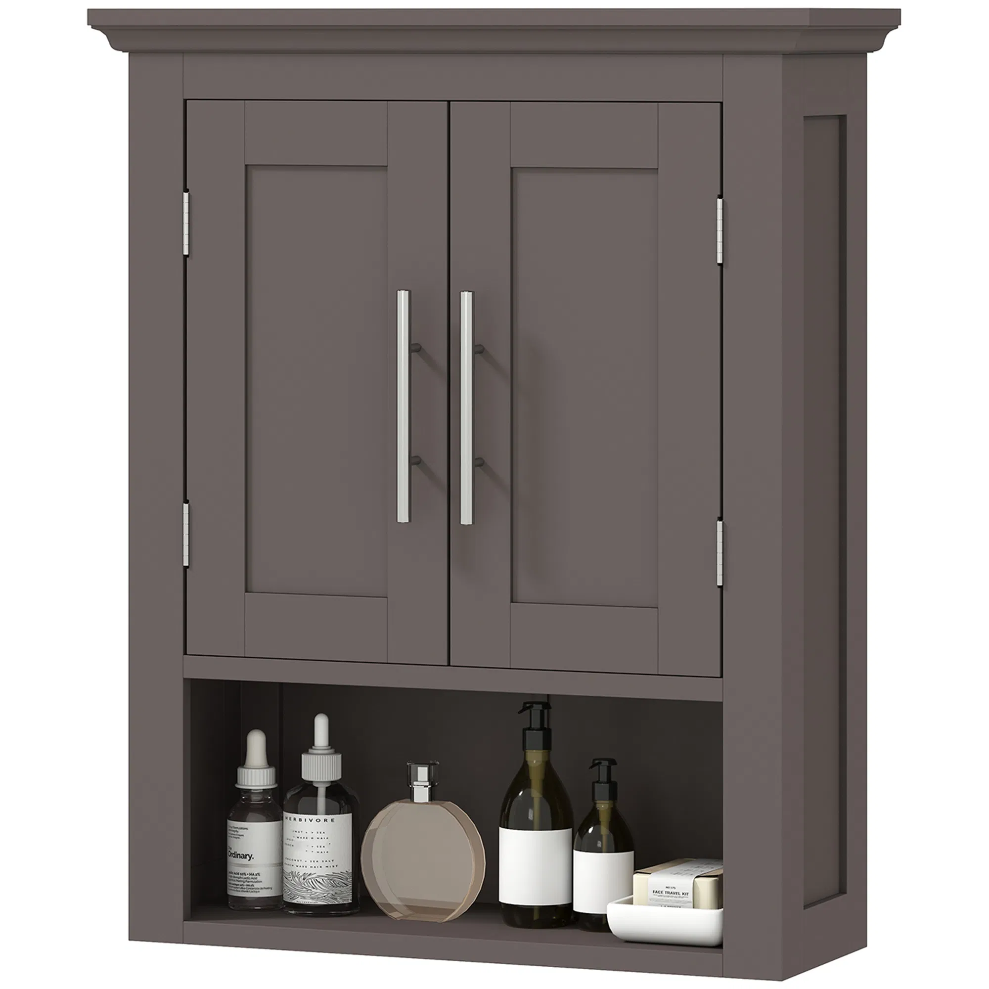 Bathroom Wall Cabinet, Medicine Cabinet, Toilet Storage Cabinet with Shelf for Living Room and Entryway, Brown photo 1