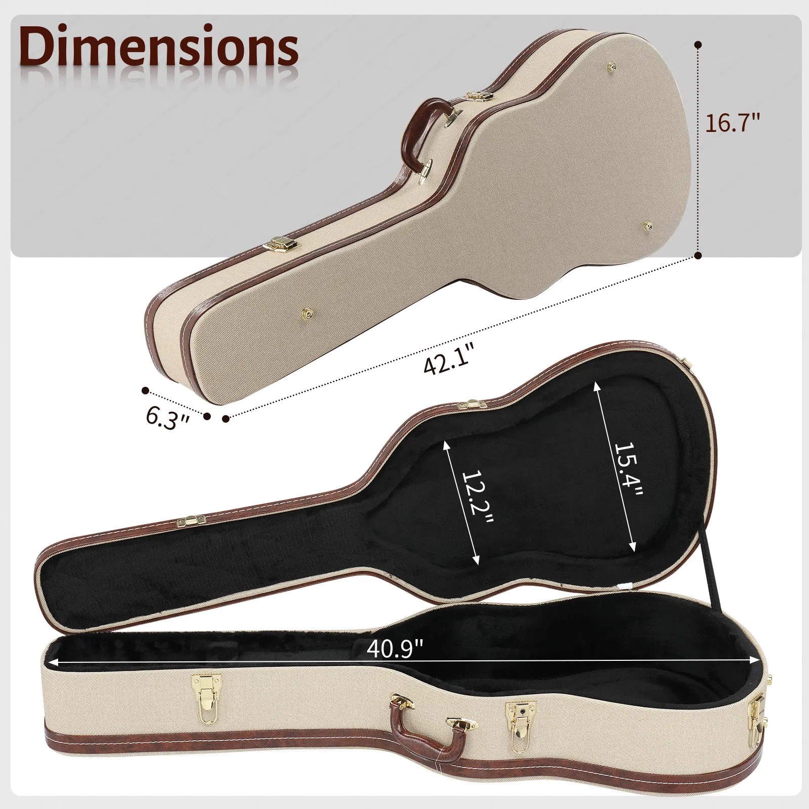 [Replace 65563073] 39" Classical Guitar Hard Case Microgroove Flat Grey photo 4